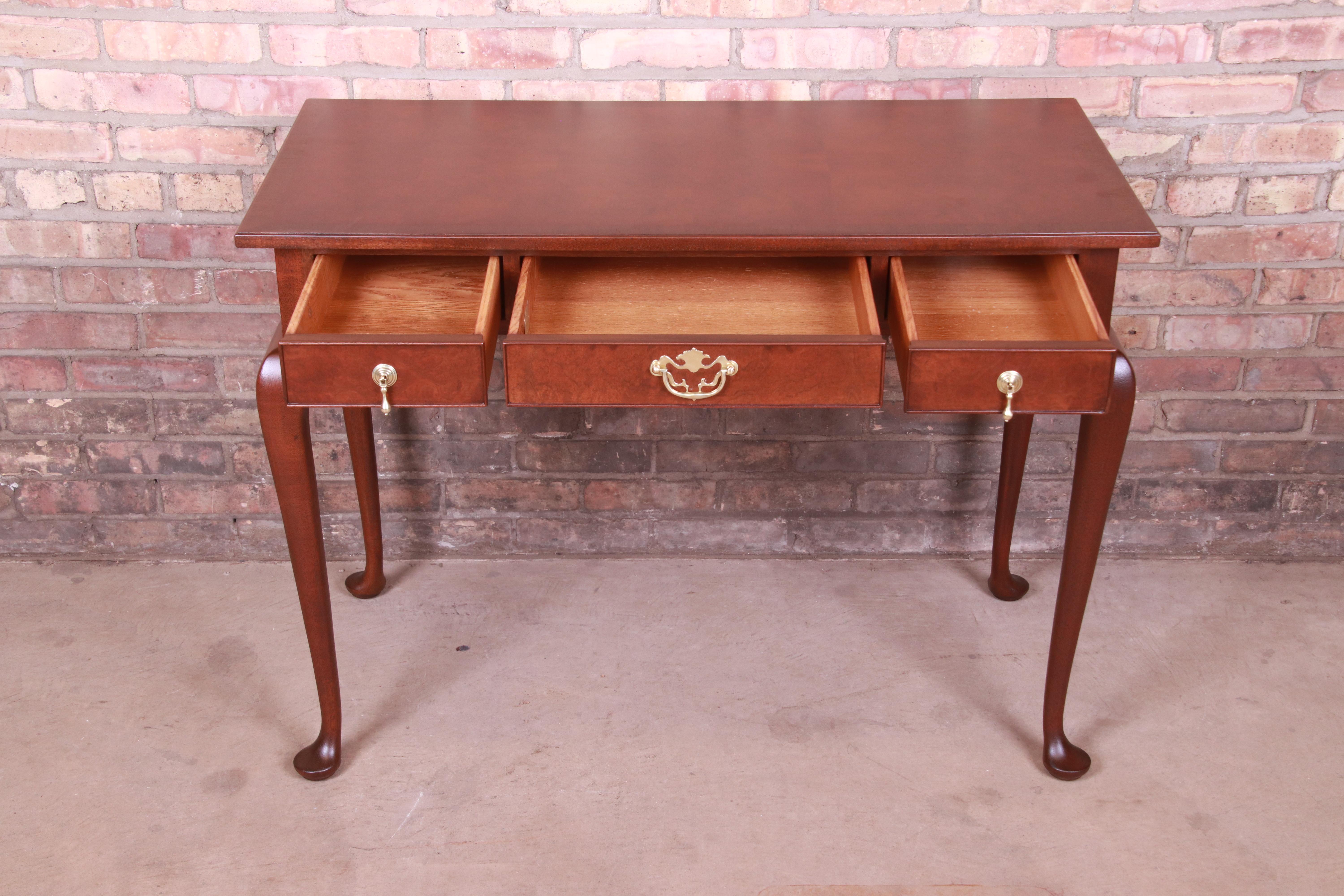 Kittinger Queen Anne Burled Walnut Writing Desk, Newly Refinished 1
