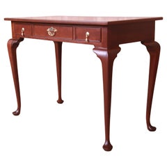 Retro Kittinger Queen Anne Burled Walnut Writing Desk, Newly Refinished