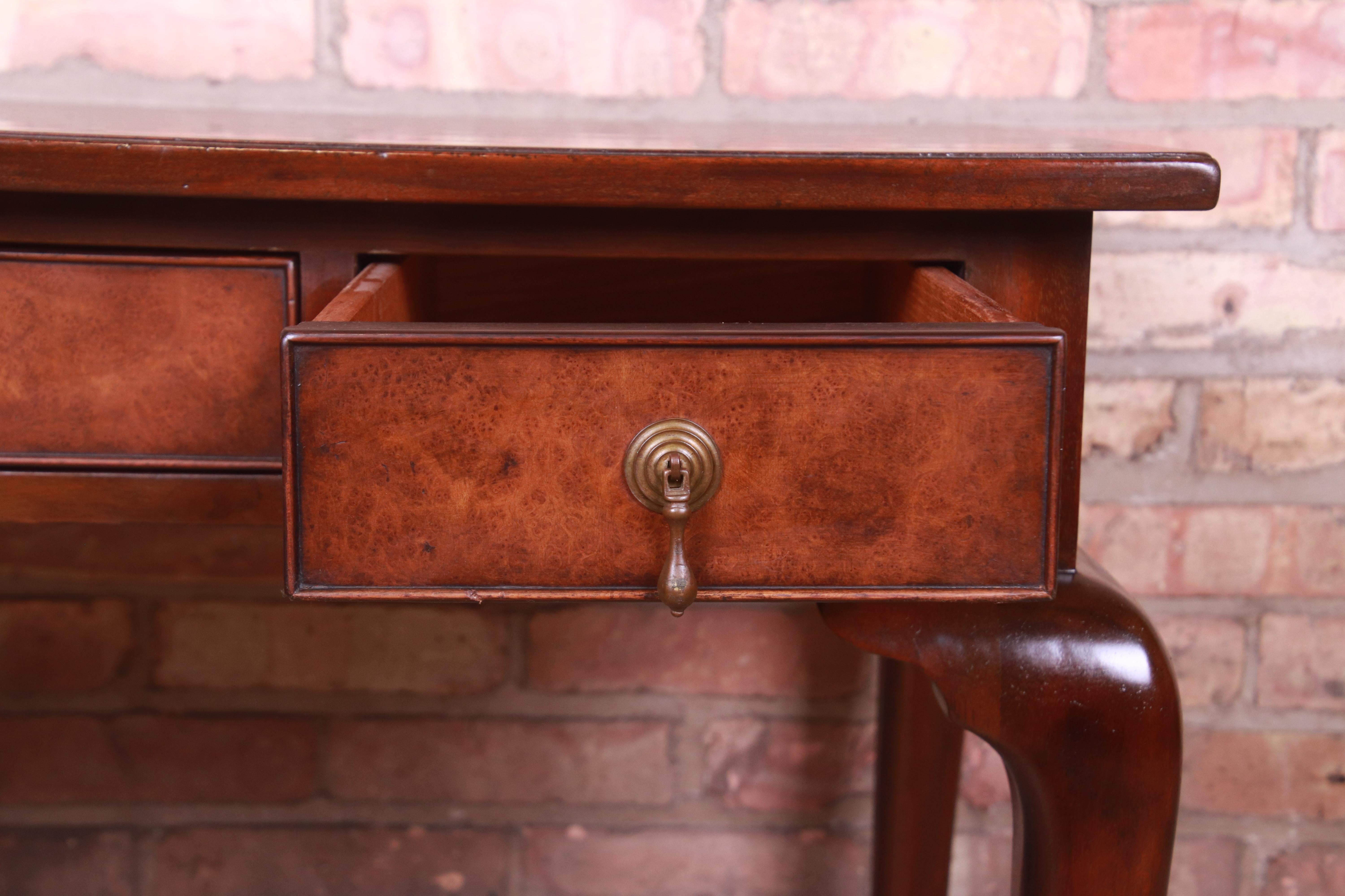 Kittinger Queen Anne Burled Walnut Writing Desk or Console Table 5