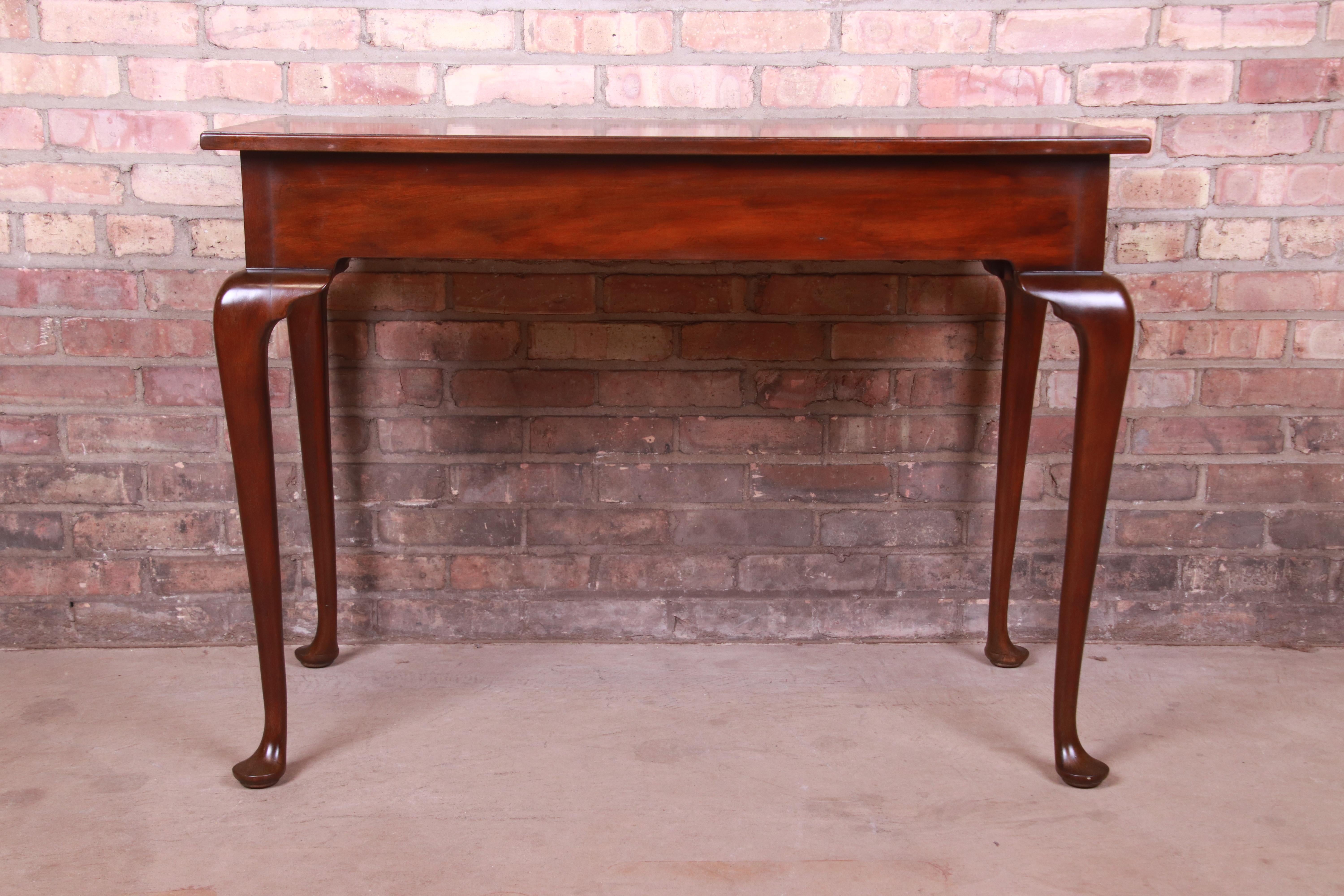 Kittinger Queen Anne Burled Walnut Writing Desk or Console Table 8