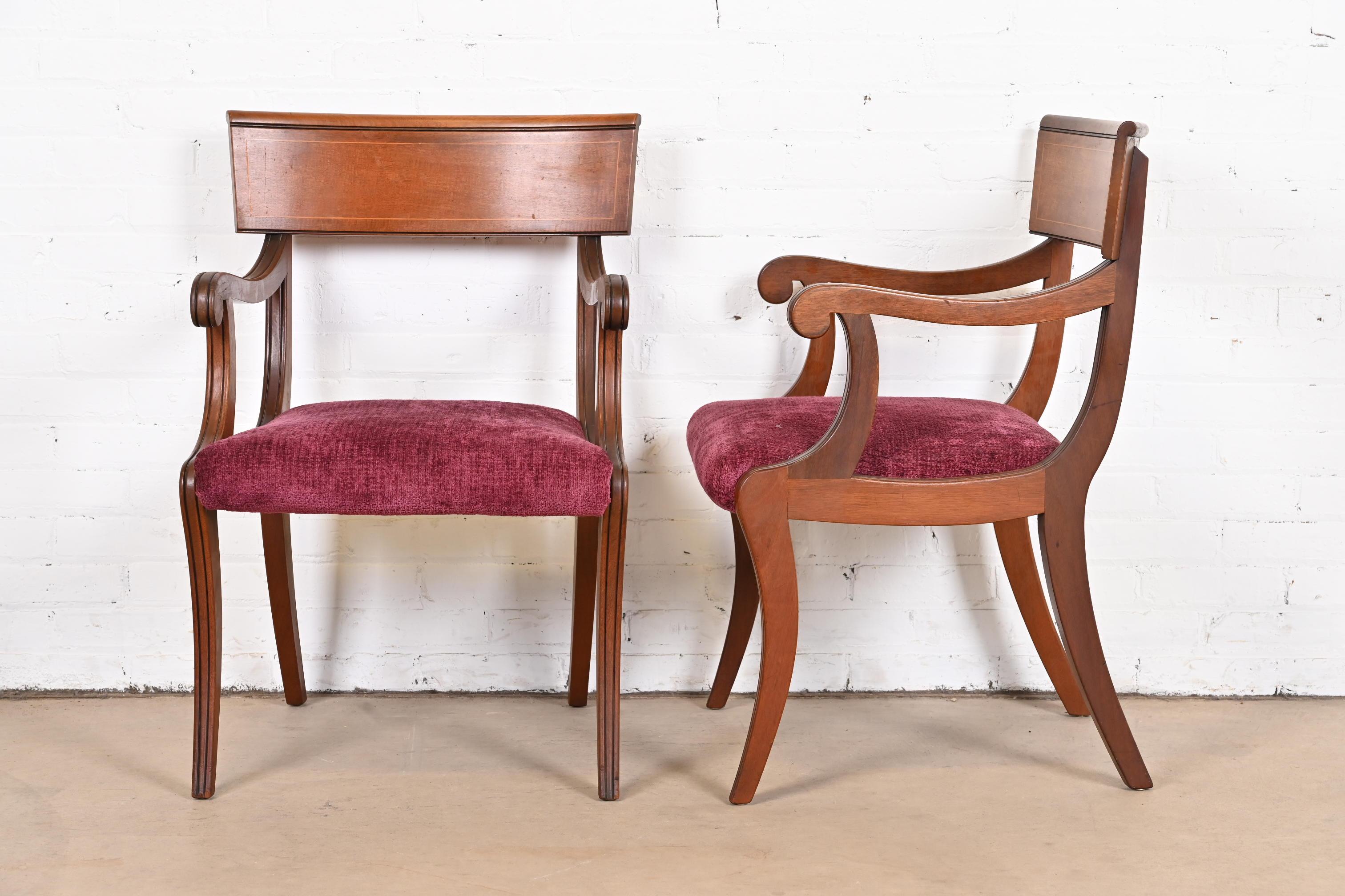 Kittinger Regency Inlaid Mahogany Klismos Dining Chairs, Set of Ten For Sale 4