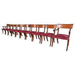 Kittinger Regency Chaises de salle à manger Klismos en acajou marqueté, ensemble de dix