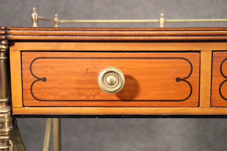 Kittinger Solid Brass and Satinwood French Directoire Writing Desk