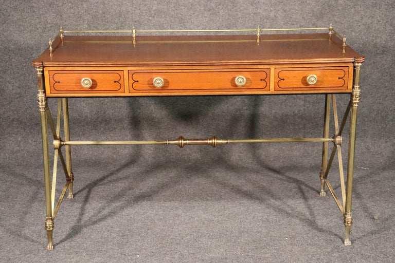 Kittinger Solid Brass and Satinwood French Directoire Writing Desk