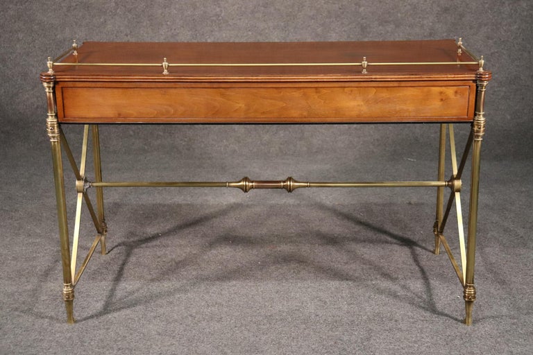 Kittinger Solid Brass and Satinwood French Directoire Writing Desk