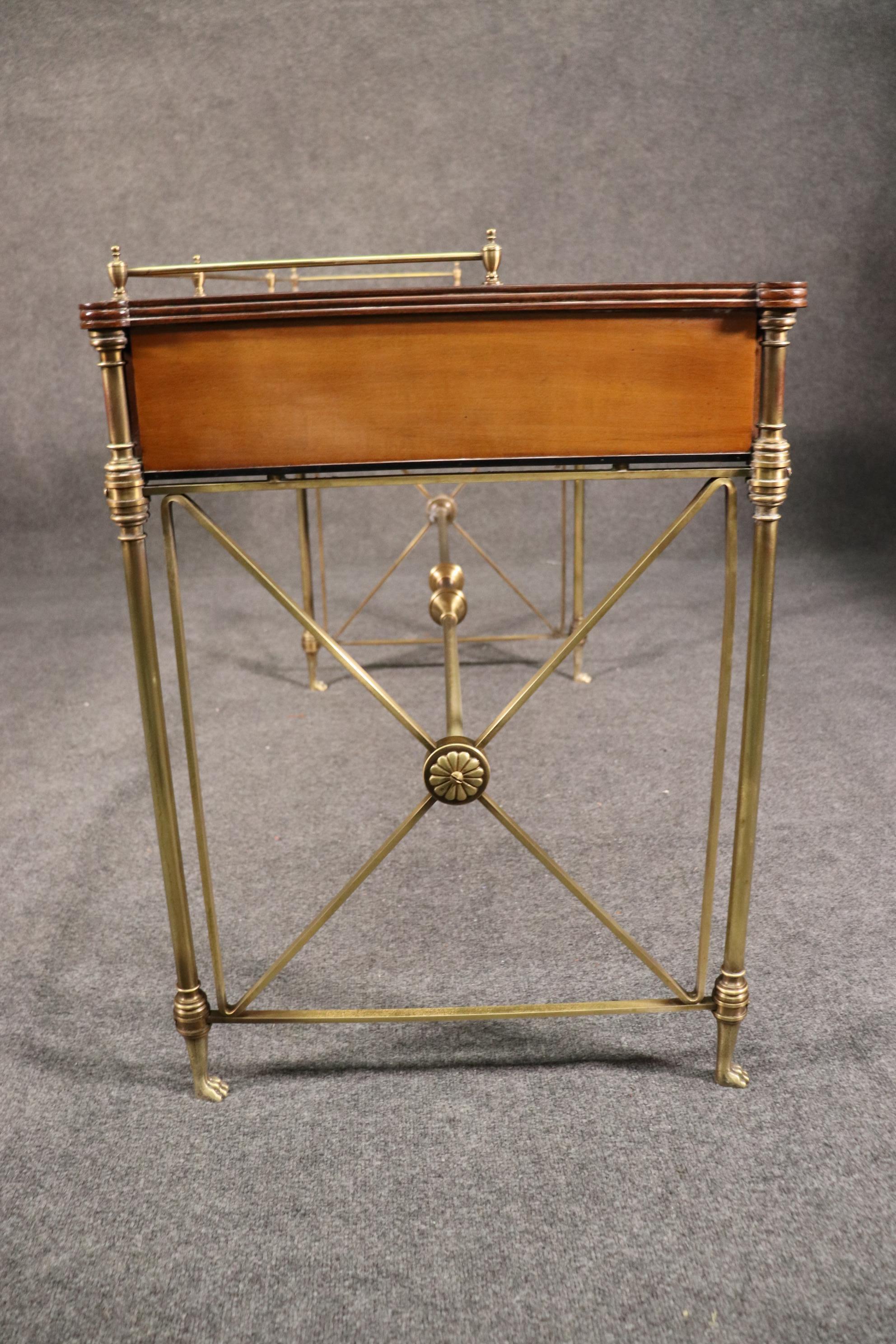 American Kittinger Solid Brass and Satinwood French Directoire Writing Desk Table