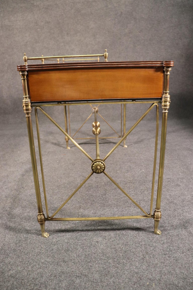Kittinger Solid Brass and Satinwood French Directoire Writing Desk