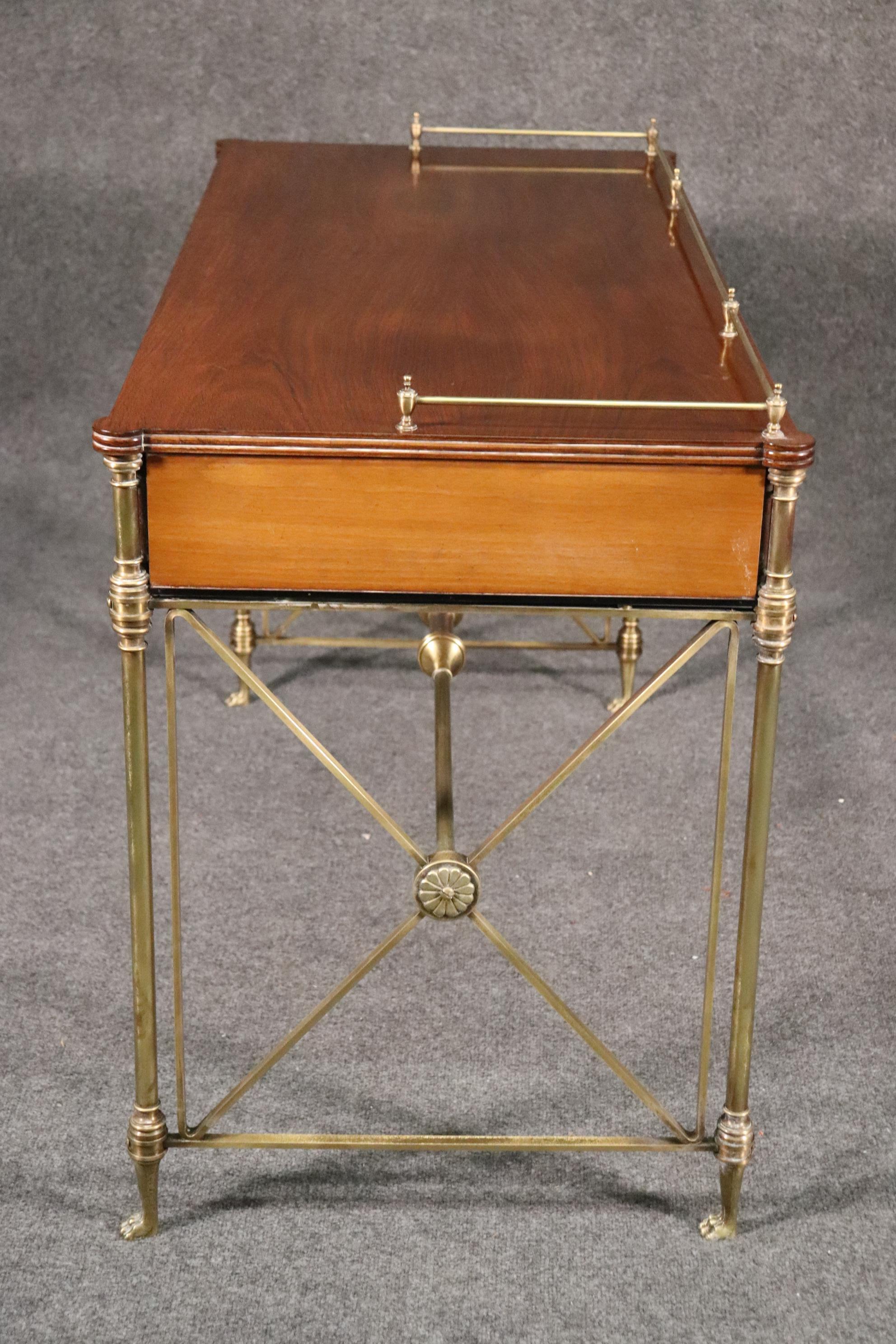 Kittinger Solid Brass and Satinwood French Directoire Writing Desk Table In Good Condition In Swedesboro, NJ