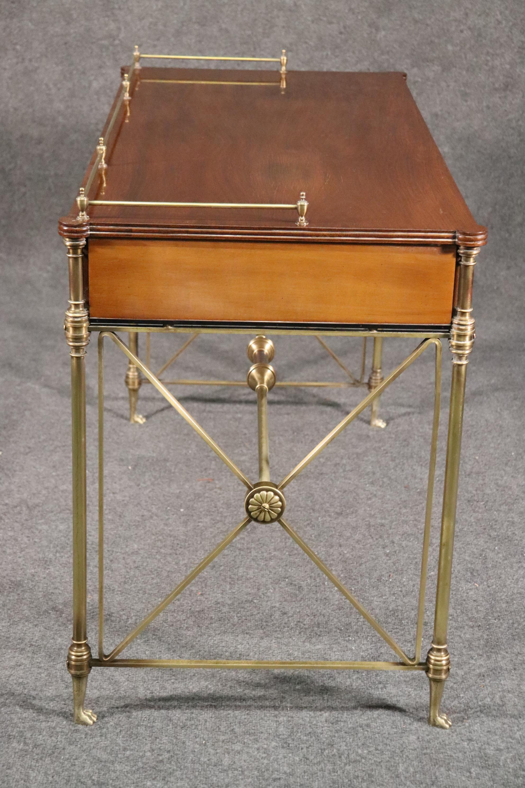 Mid-20th Century Kittinger Solid Brass and Satinwood French Directoire Writing Desk Table