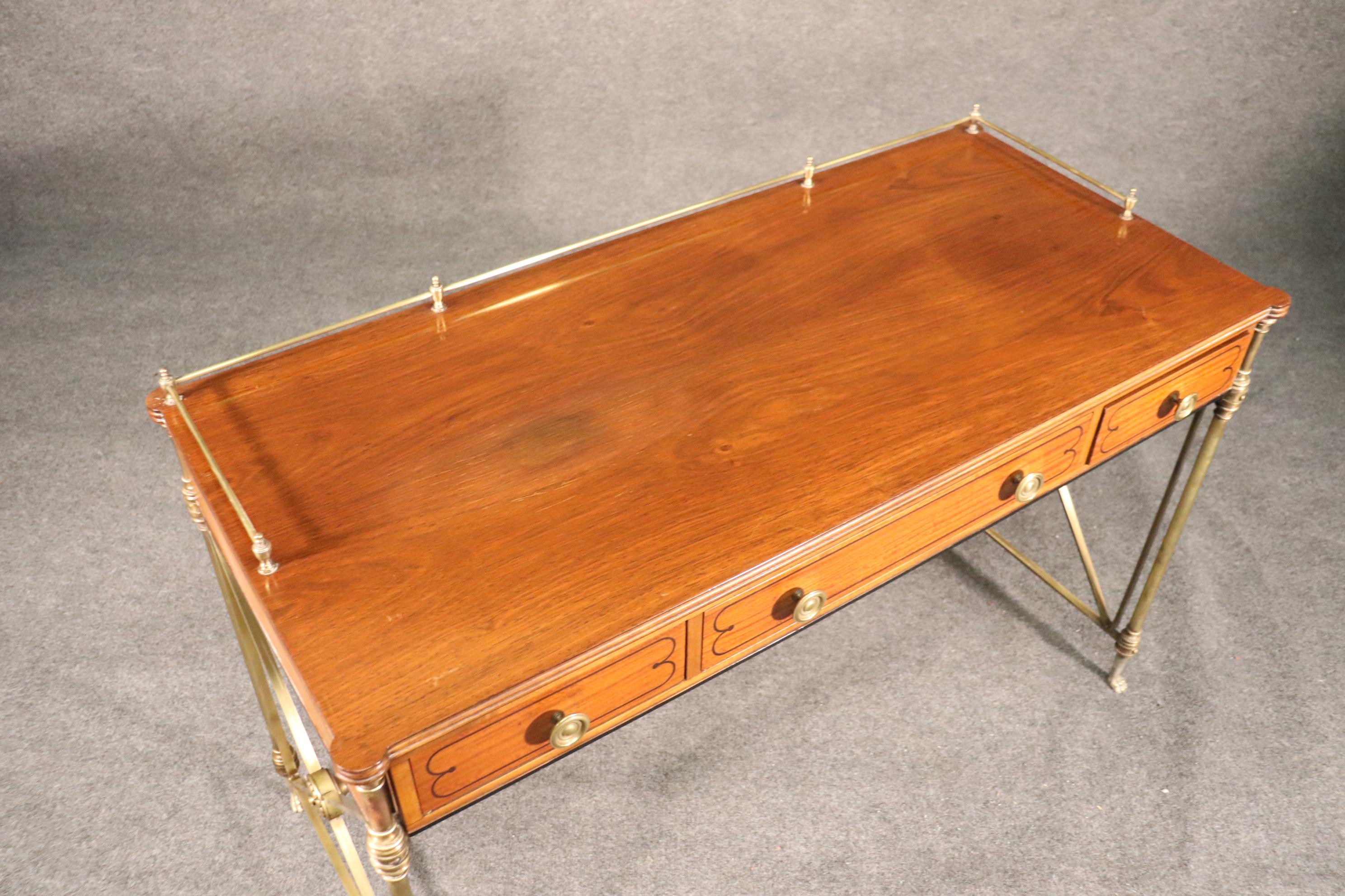 Kittinger Solid Brass and Satinwood French Directoire Writing Desk Table 1