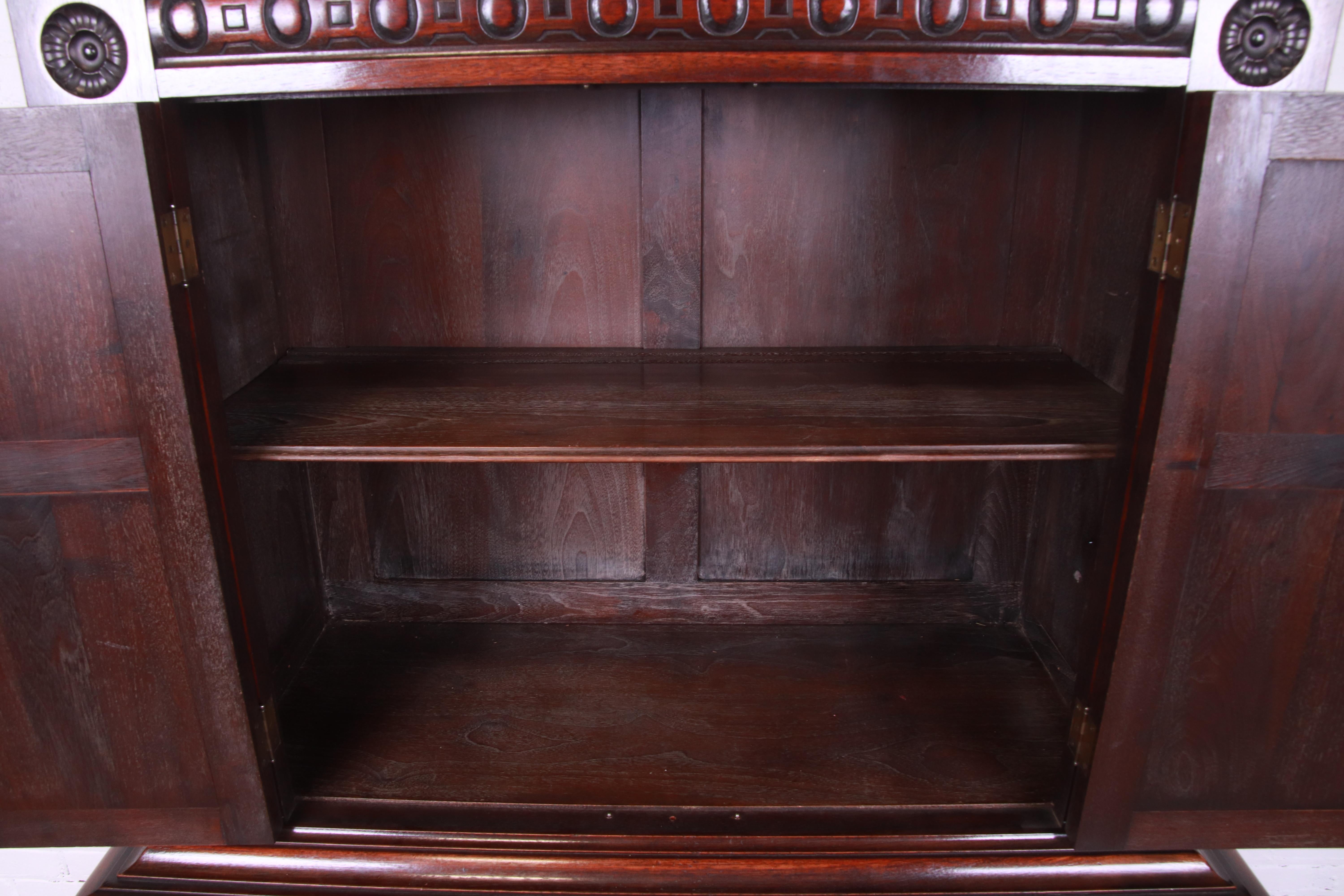 Kittinger Spanish Baroque Carved Walnut Hutch or Bar Cabinet, Circa 1920s 2