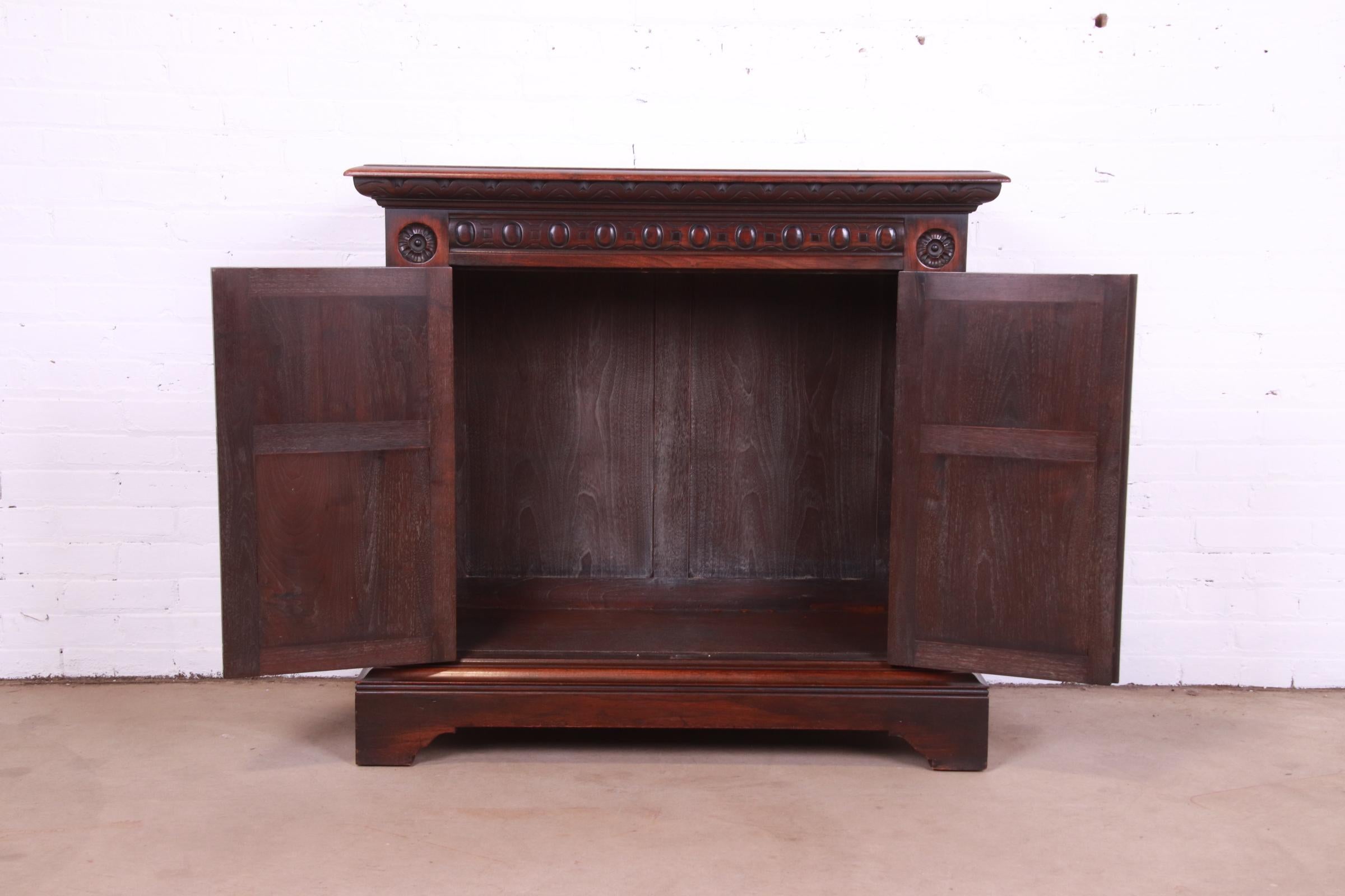 Kittinger Spanish Baroque Carved Walnut Server or Bar Cabinet, Circa 1920s For Sale 8