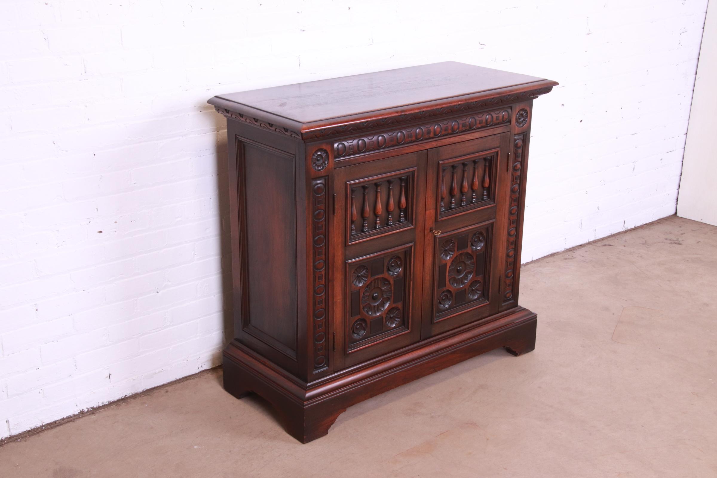 Kittinger Spanish Baroque Carved Walnut Server or Bar Cabinet, Circa 1920s For Sale 1