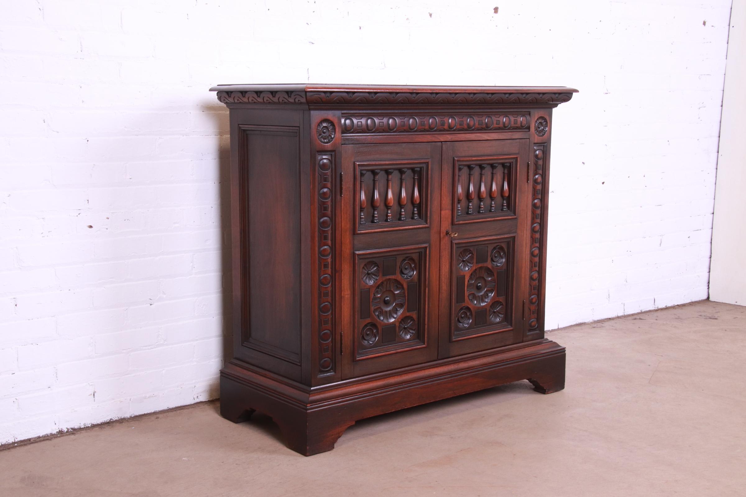 Kittinger Spanish Baroque Carved Walnut Server or Bar Cabinet, Circa 1920s For Sale 2