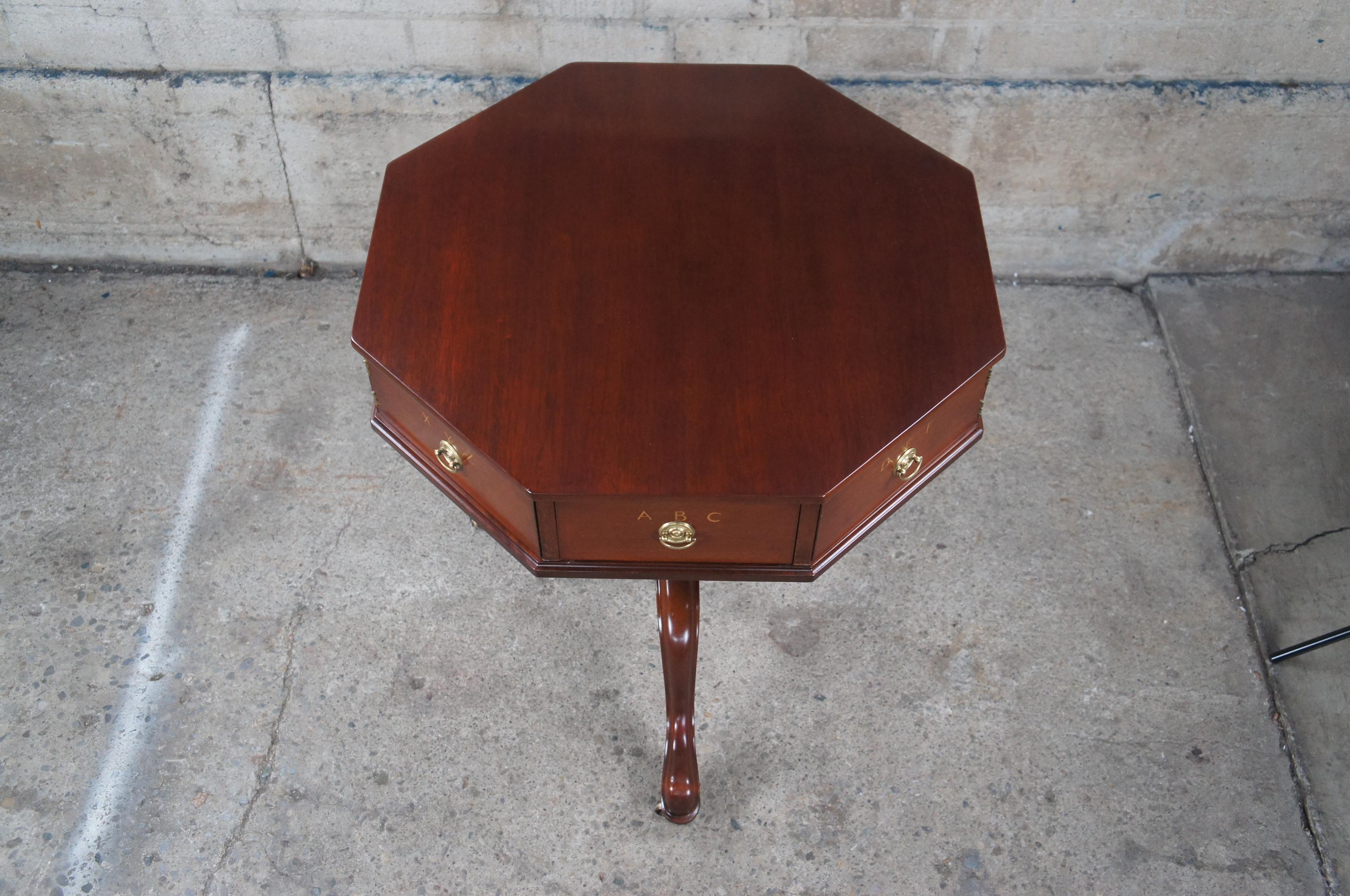 Federal Kittinger Thomas Jefferson Octagonal Mahogany Rotating File Rent Center Table For Sale