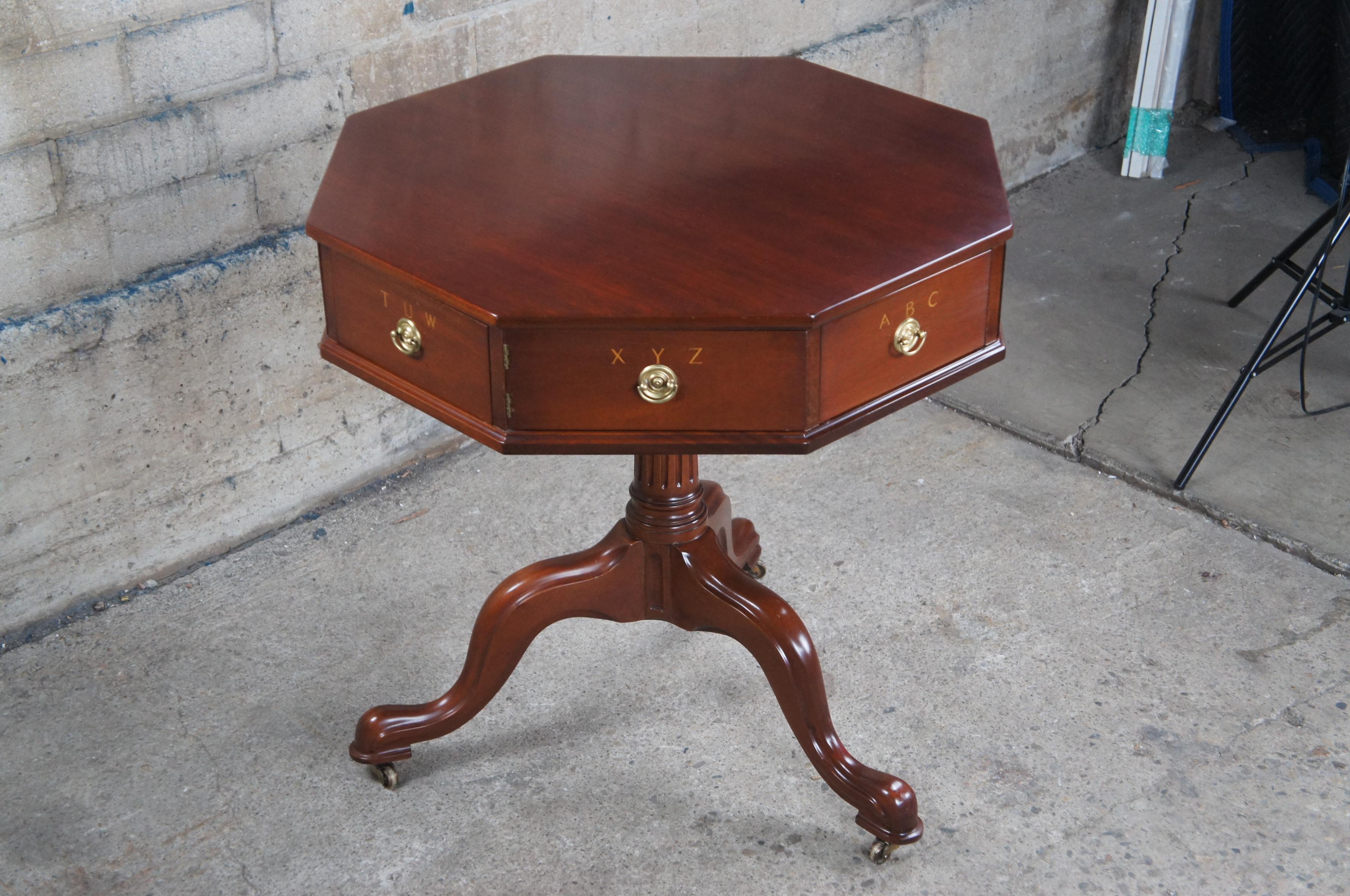 Kittinger Thomas Jefferson Octagonal Mahogany Rotating File Rent Center Table In Good Condition In Dayton, OH