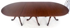 Kittinger Tripple Tripod Base 2x24" Extensions Leaves Oval Dining Banquet Table