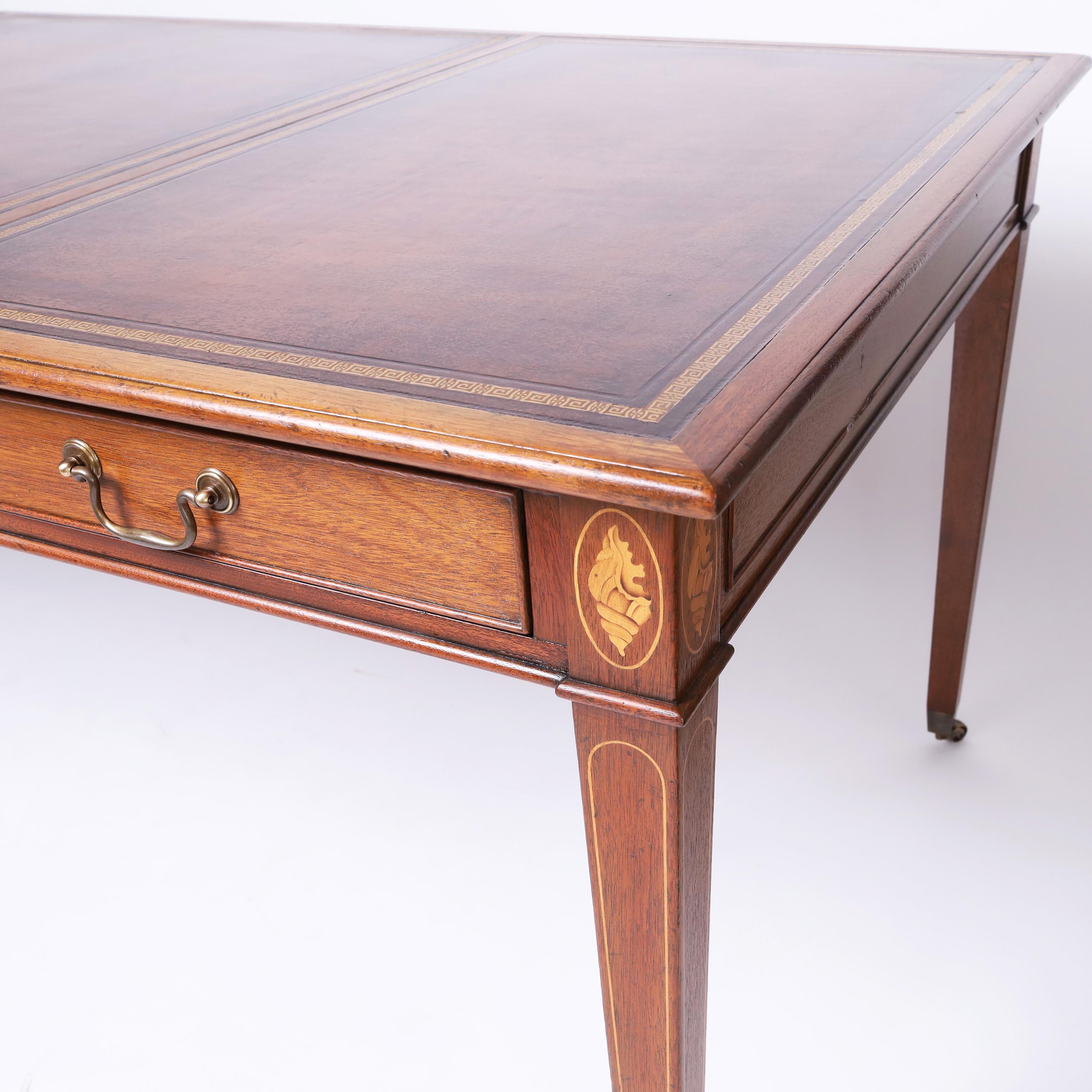 Kittinger Vintage Leather Top Inlaid Federal Style Desk 1