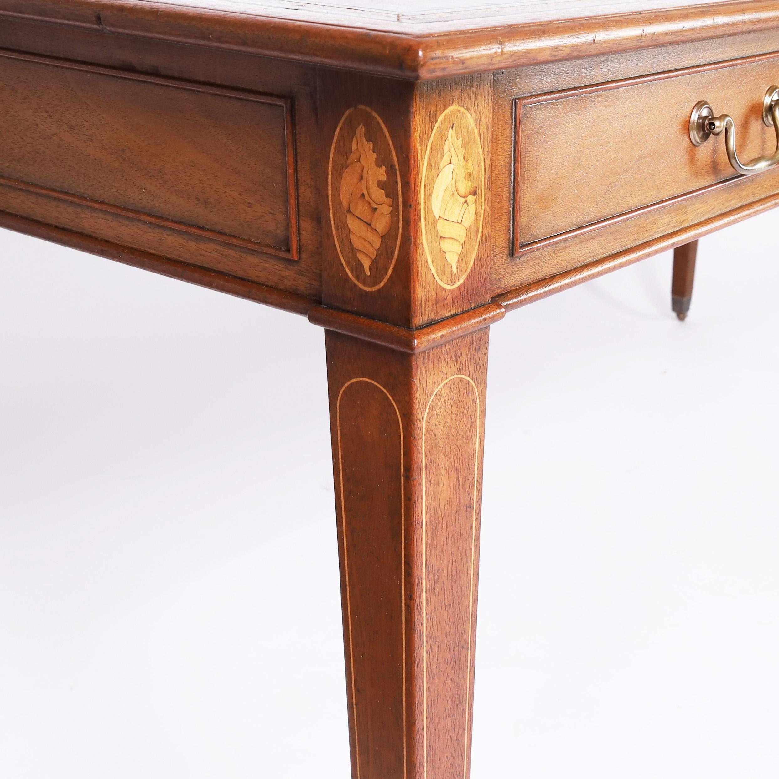 Kittinger Vintage Leather Top Inlaid Federal Style Desk 2