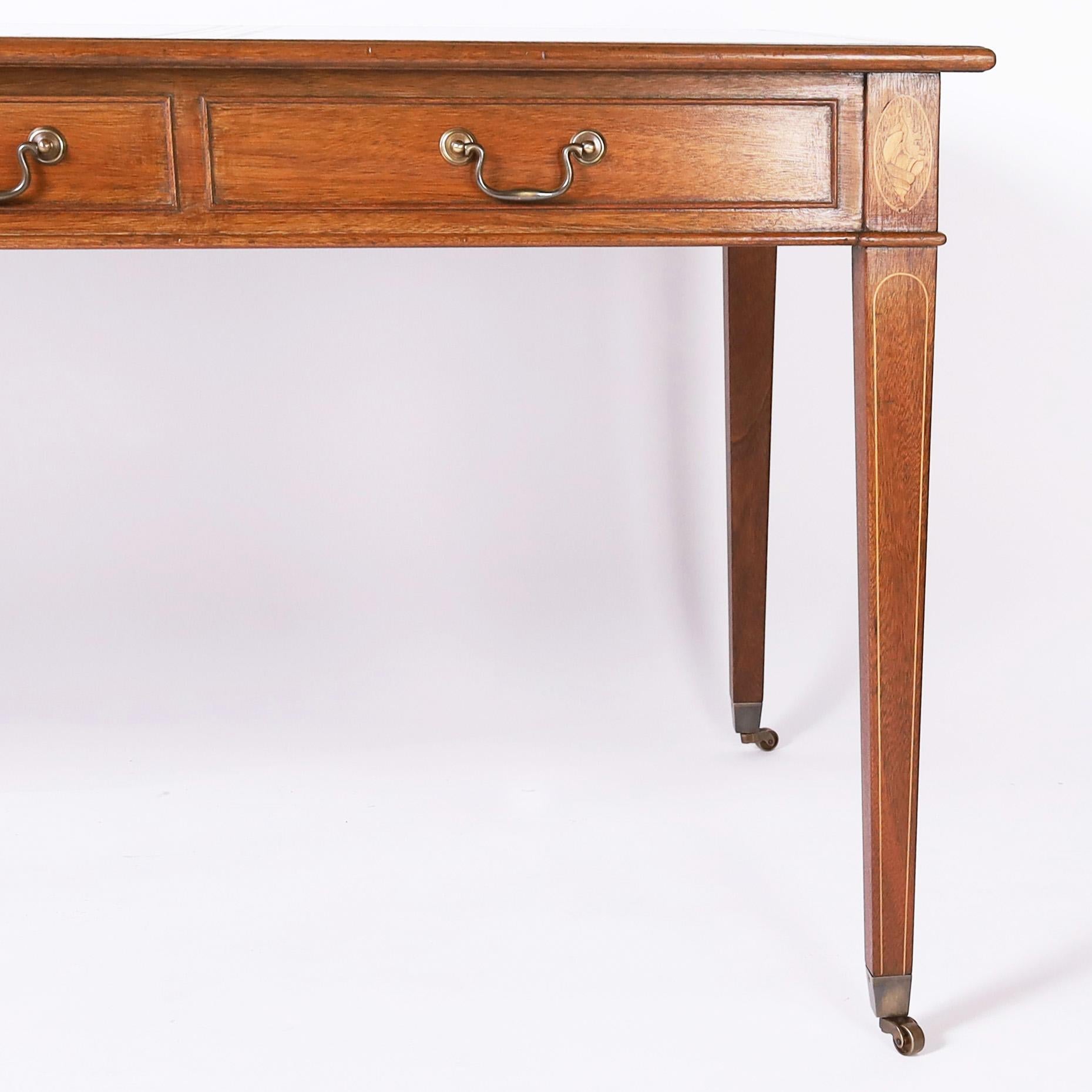 Kittinger Vintage Leather Top Inlaid Federal Style Desk 3