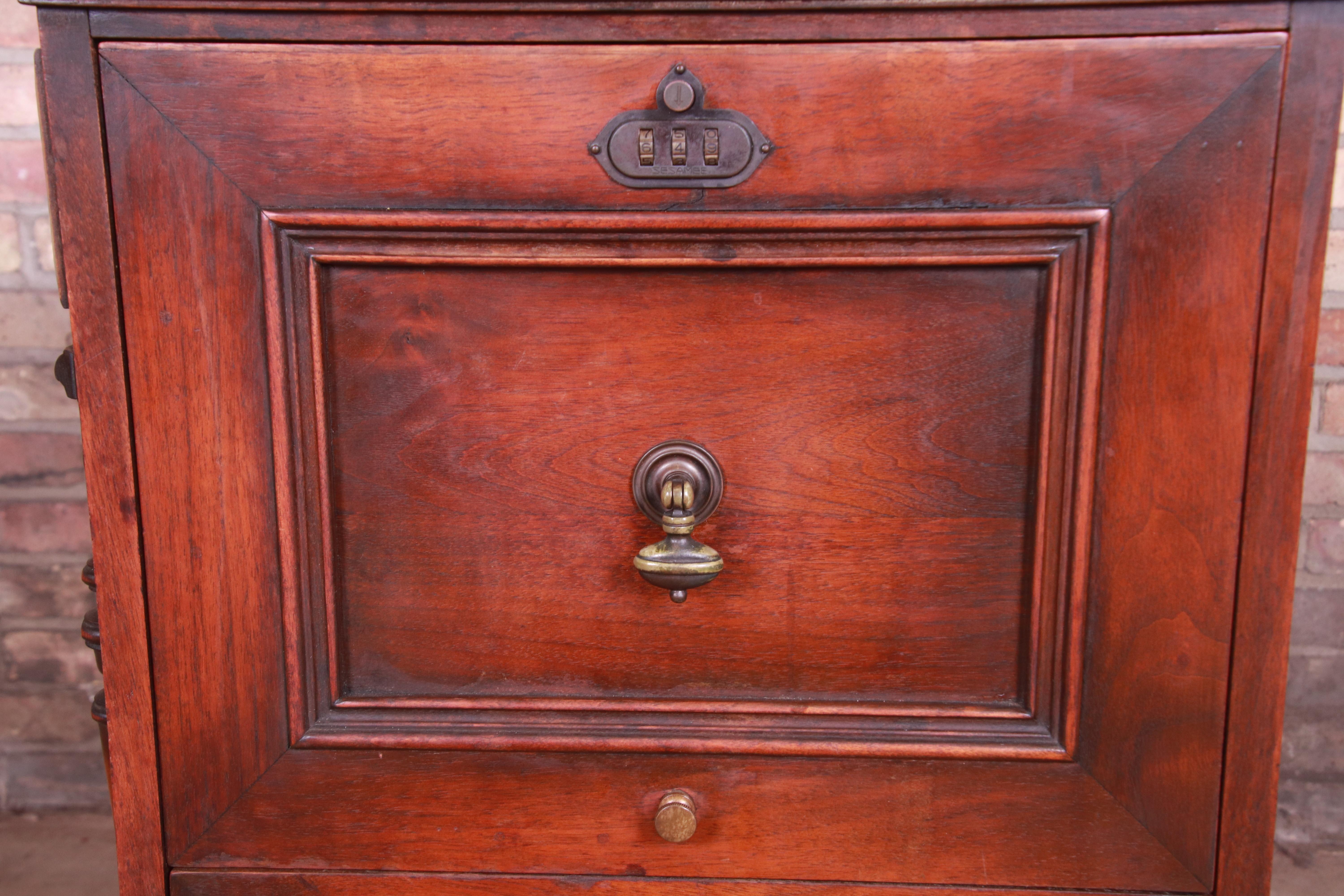 Kittinger William and Mary Style Carved Walnut File Cabinet Chest, circa 1930s 5
