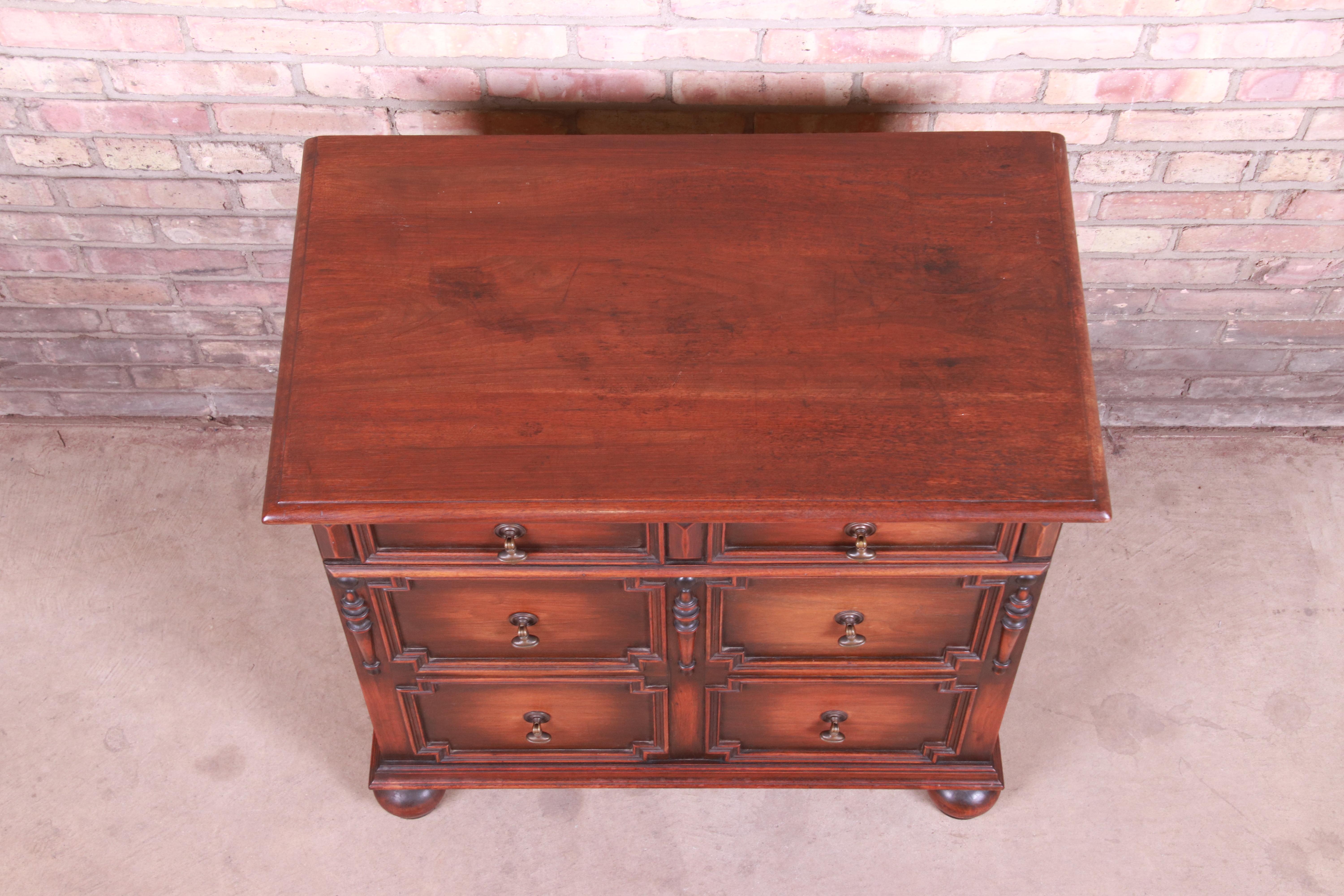 Kittinger William and Mary Style Carved Walnut File Cabinet Chest, circa 1930s 6