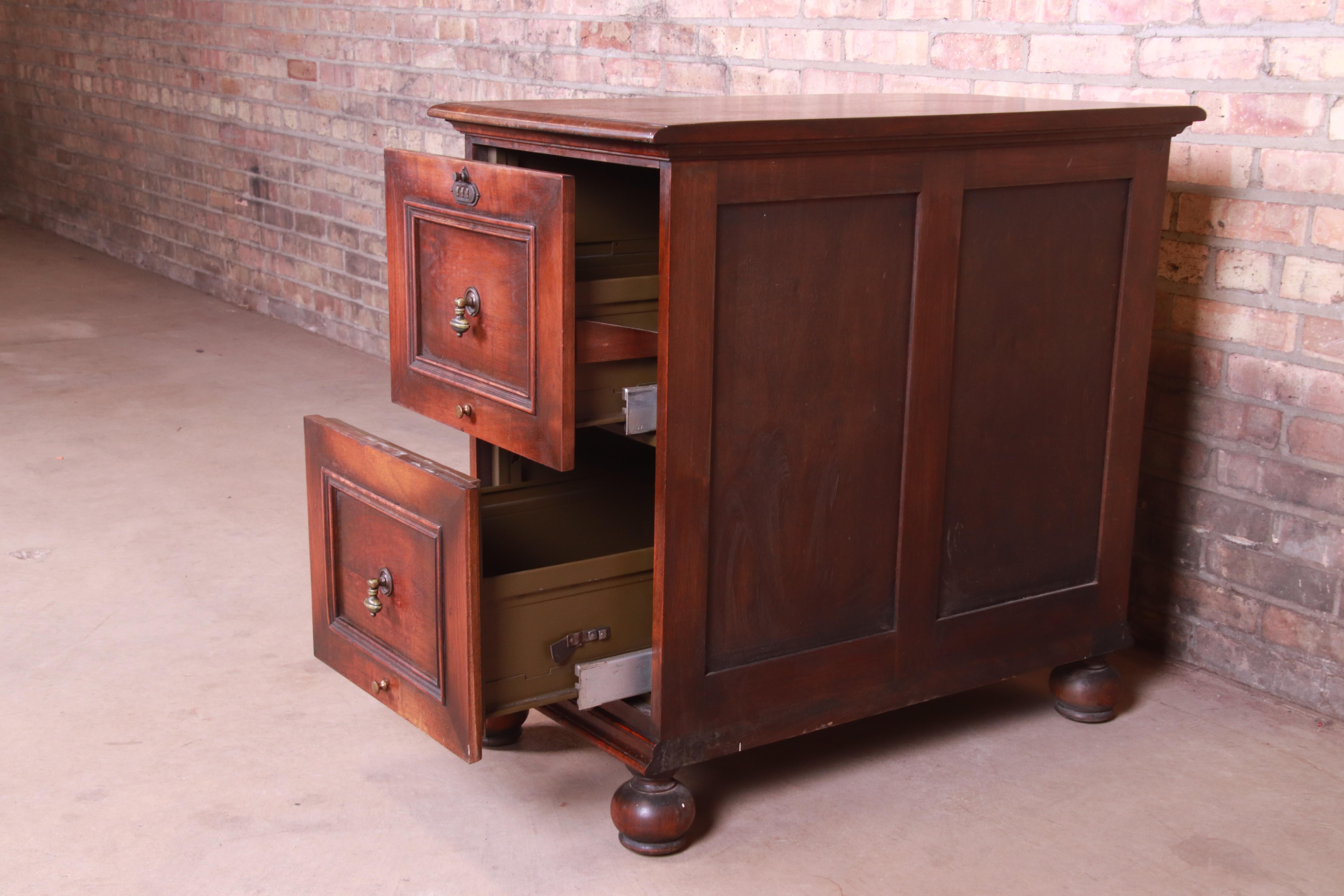 Kittinger William and Mary Style Carved Walnut File Cabinet Chest, circa 1930s 7