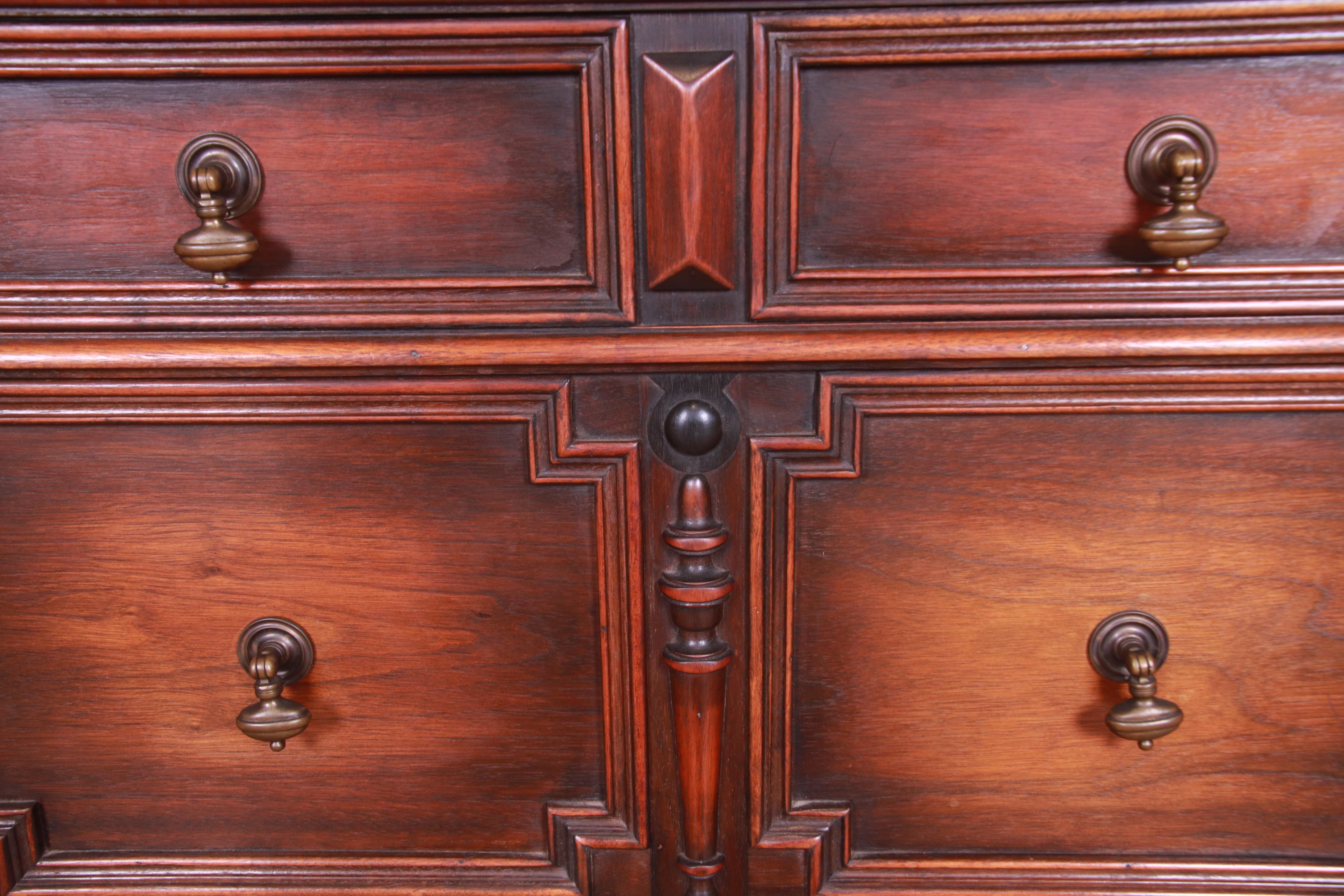 Kittinger William and Mary Style Carved Walnut File Cabinet Chest, circa 1930s 2