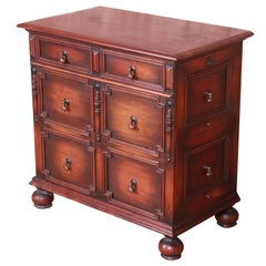 Kittinger William and Mary Style Carved Walnut File Cabinet Chest, circa 1930s
