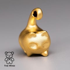 Kitty Cat Design Pendant Necklace 24K Yellow Gold