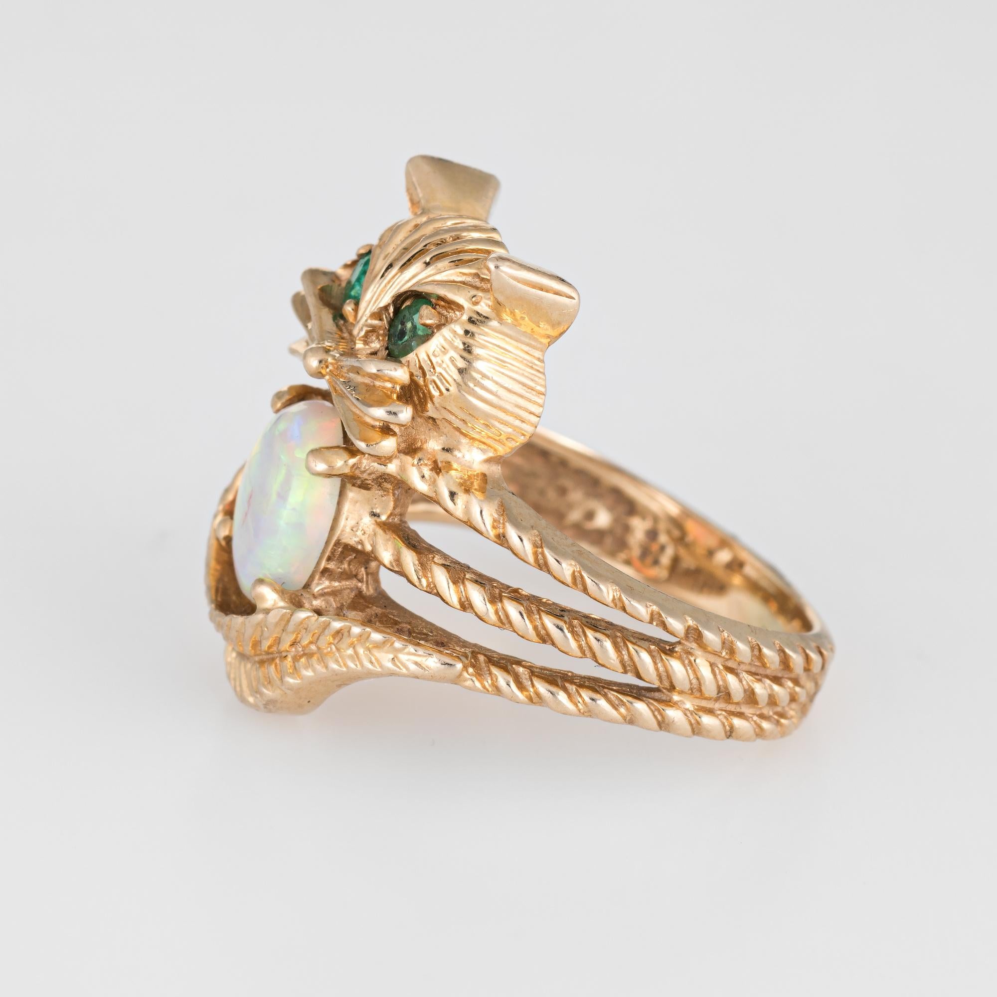 gold cat ring with emerald eyes
