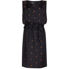 Kitty Copeland 1950s Black Taffeta Silk Dress With Polkadot Detail