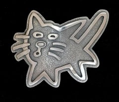 Gatito, mediano, colgante, por Melanie Yazzie, Navajo, Indígena, plata, gato