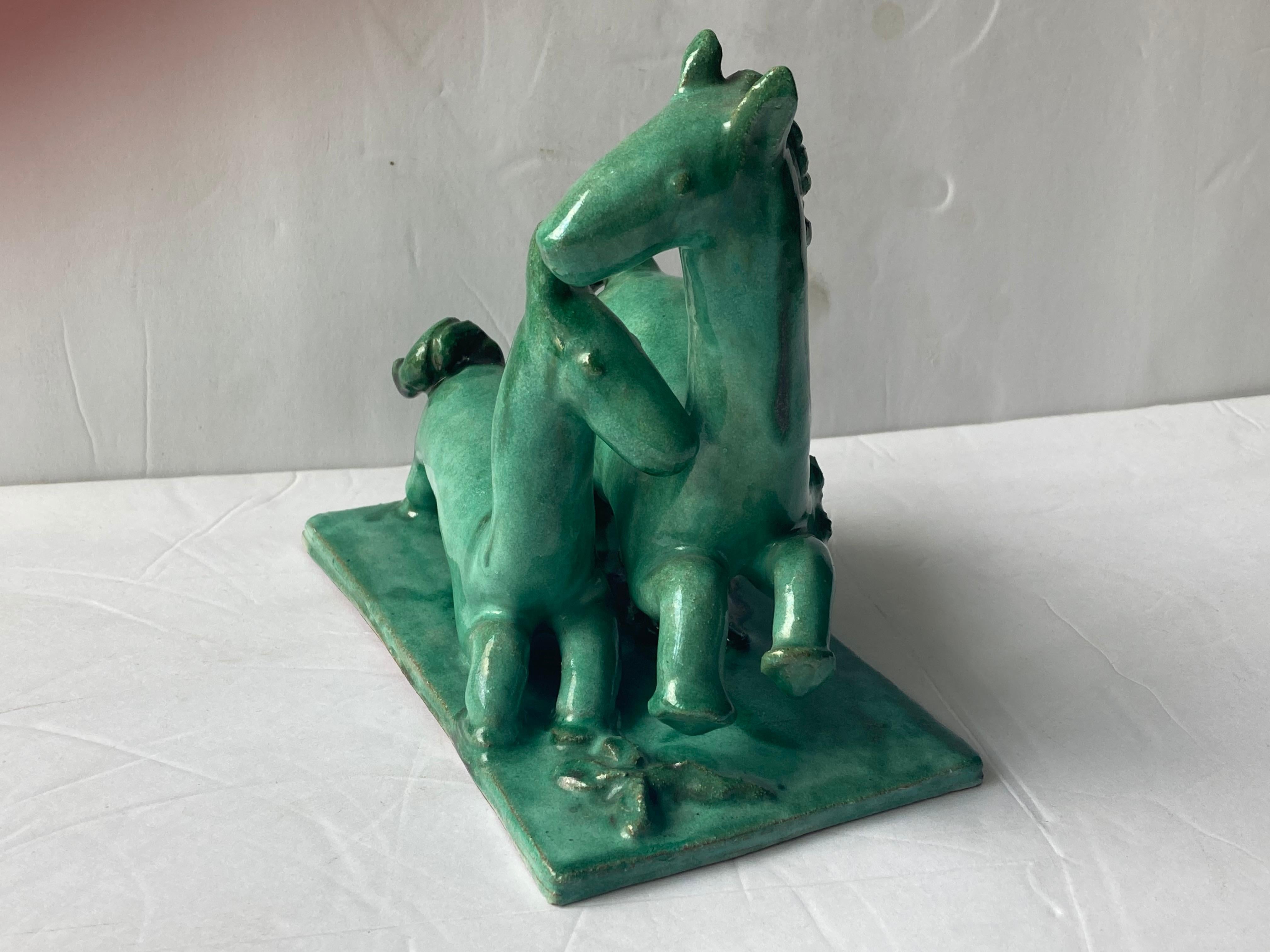 Kitty Rix-Tichacek Nouveau Horses Sculpture, for Wiener Werkstatte Signed KR 312 In Good Condition For Sale In Los Angeles, CA