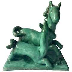 Antique Kitty Rix-Tichacek Nouveau Horses Sculpture, for Wiener Werkstatte Signed KR 312