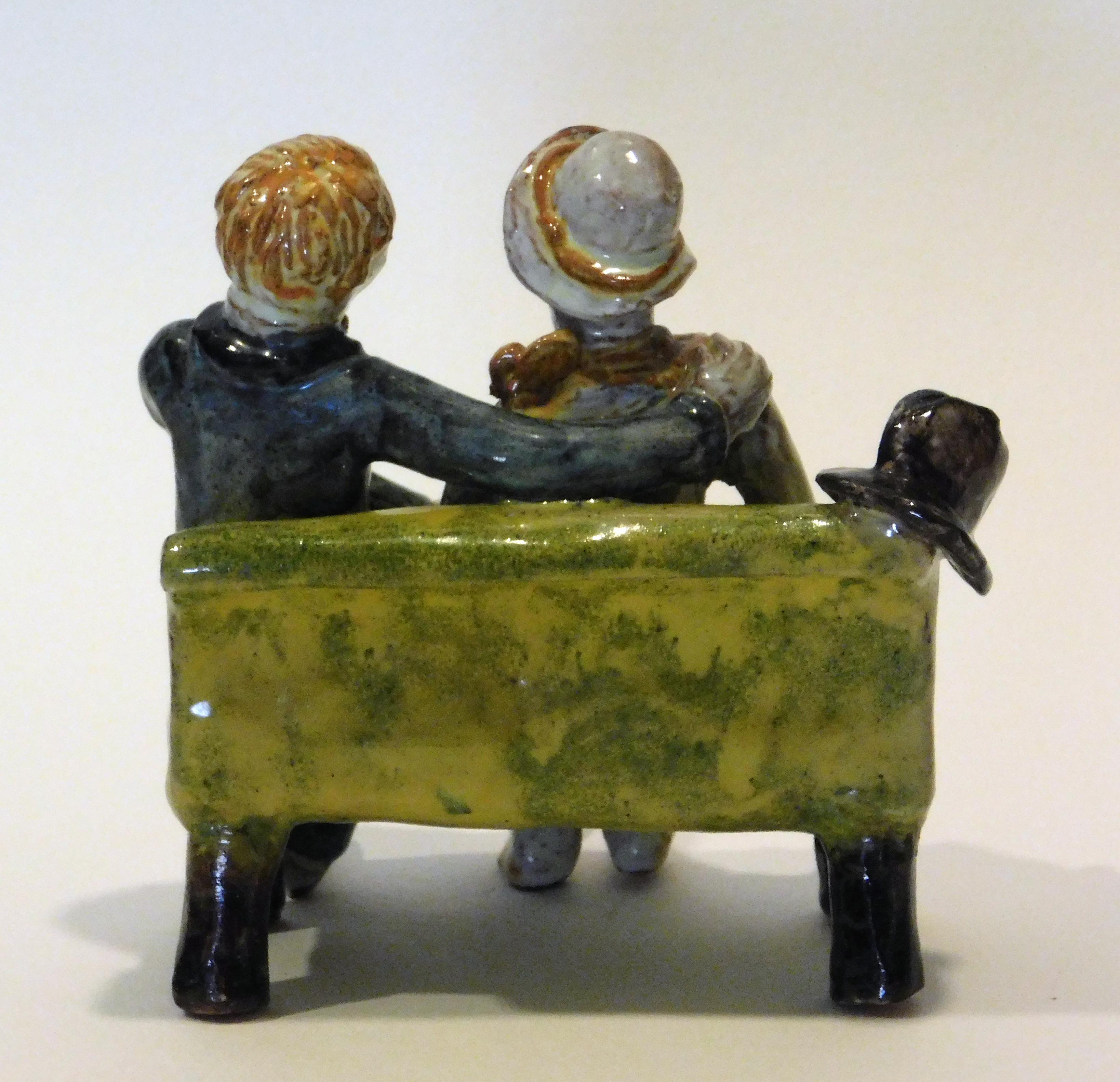 Kitty Rix Wiener Werkstatte Ceramic, 1927, Delightful Couple on a Bench For Sale 1