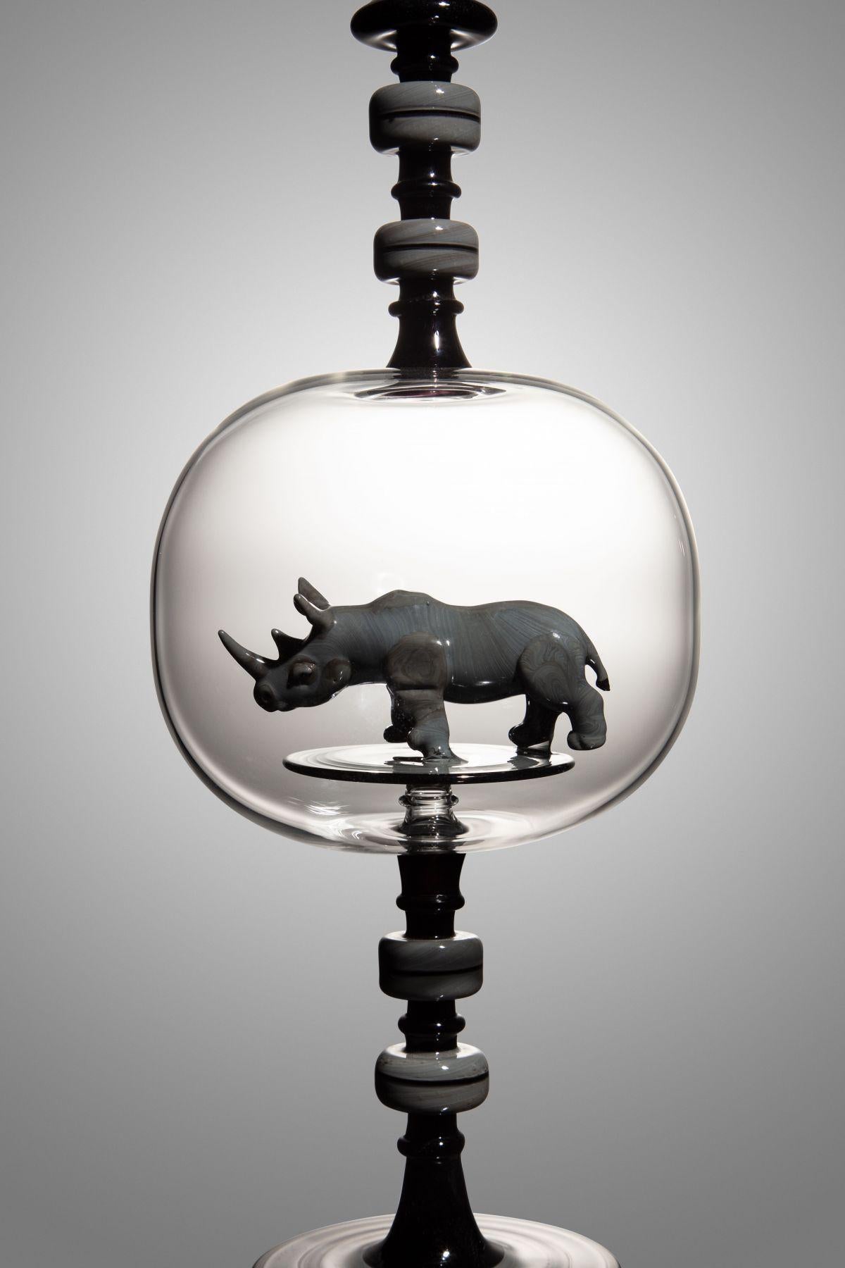 Rhinoceros Bottle - Sculpture by Kiva Ford