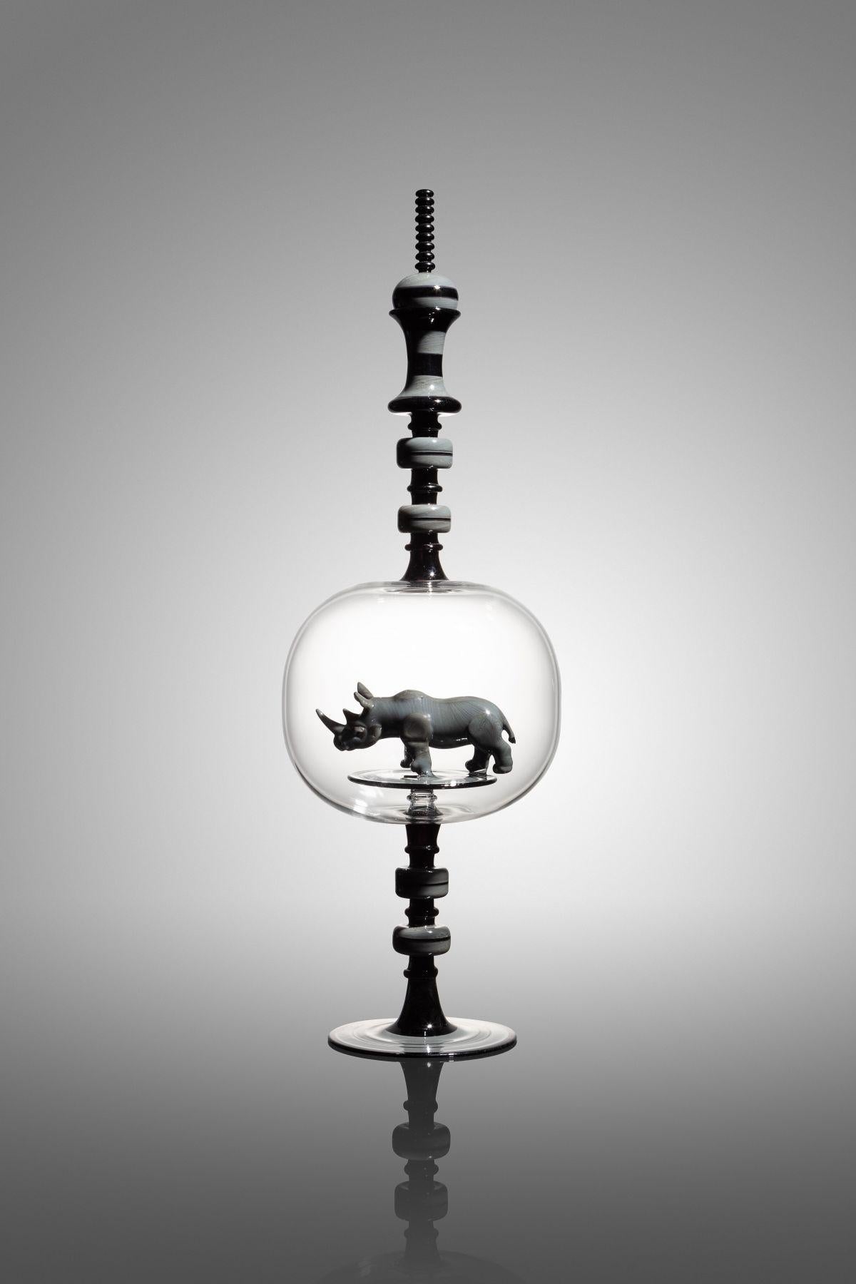 Kiva Ford Figurative Sculpture - Rhinoceros Bottle