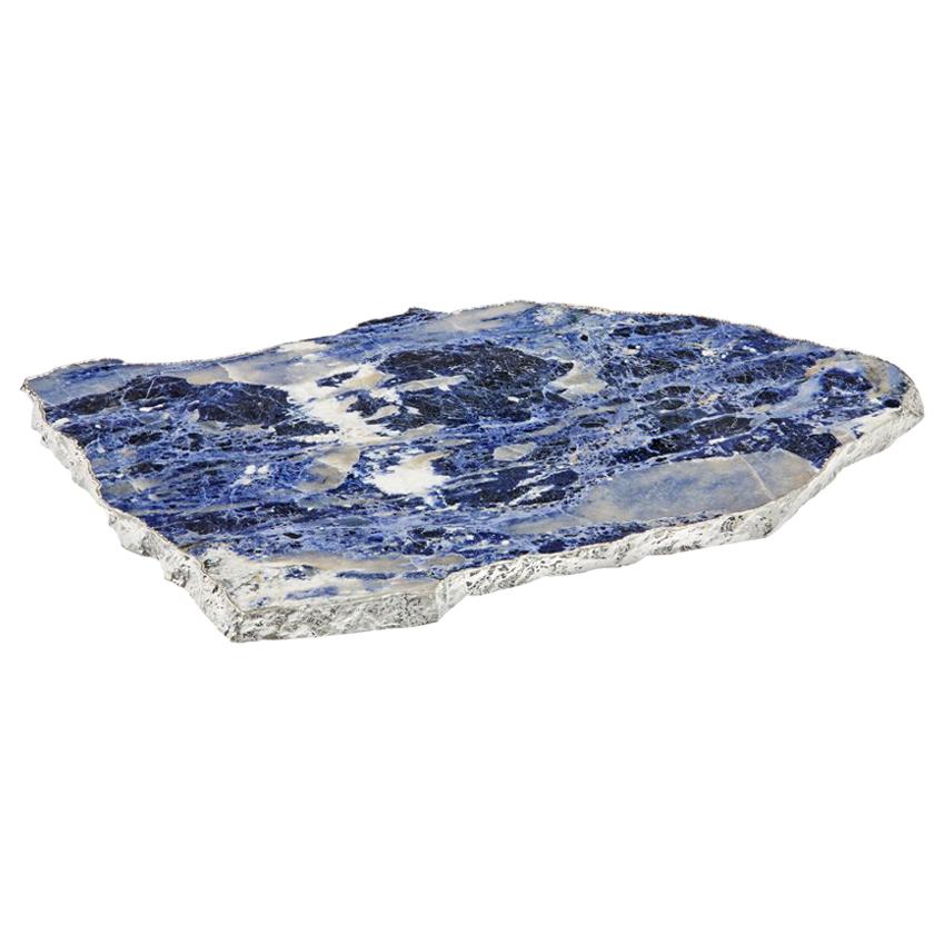 Kiva Large Platter in Indigo and Pure Silver by Anna Rabinowitz For Sale