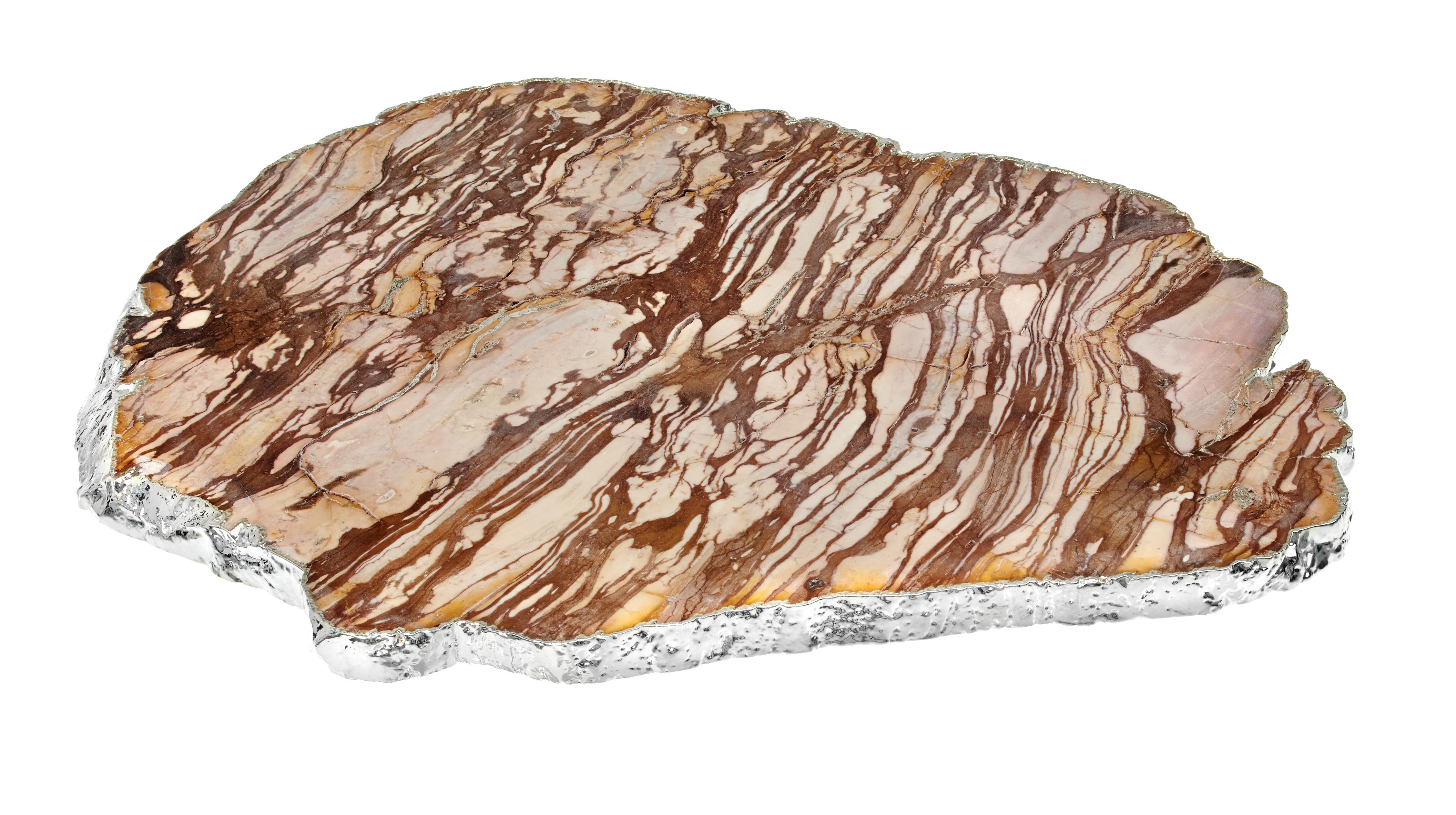 Kiva Large Platter in Zebra Jasper and Pure Silver by Anna Rabinowitz ...