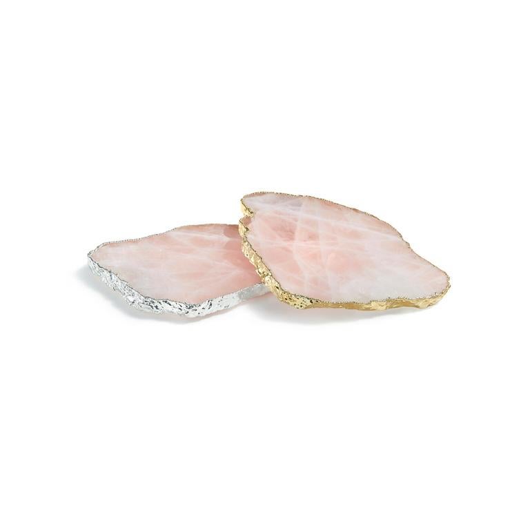 Kivita Coasters in Rose Quartz and Pure Silver by ANNA New York For