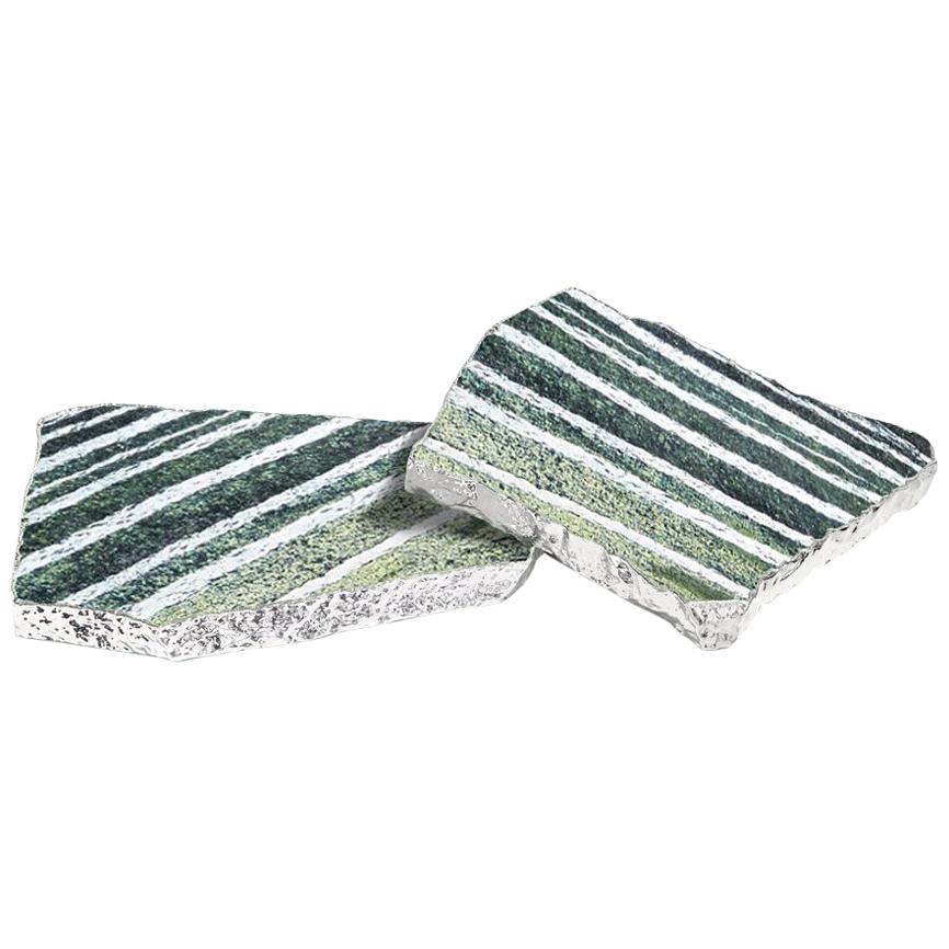 Kivita Coasters in Zebra Jade and 24 Karat Gold by Anna Rabinowitz For Sale