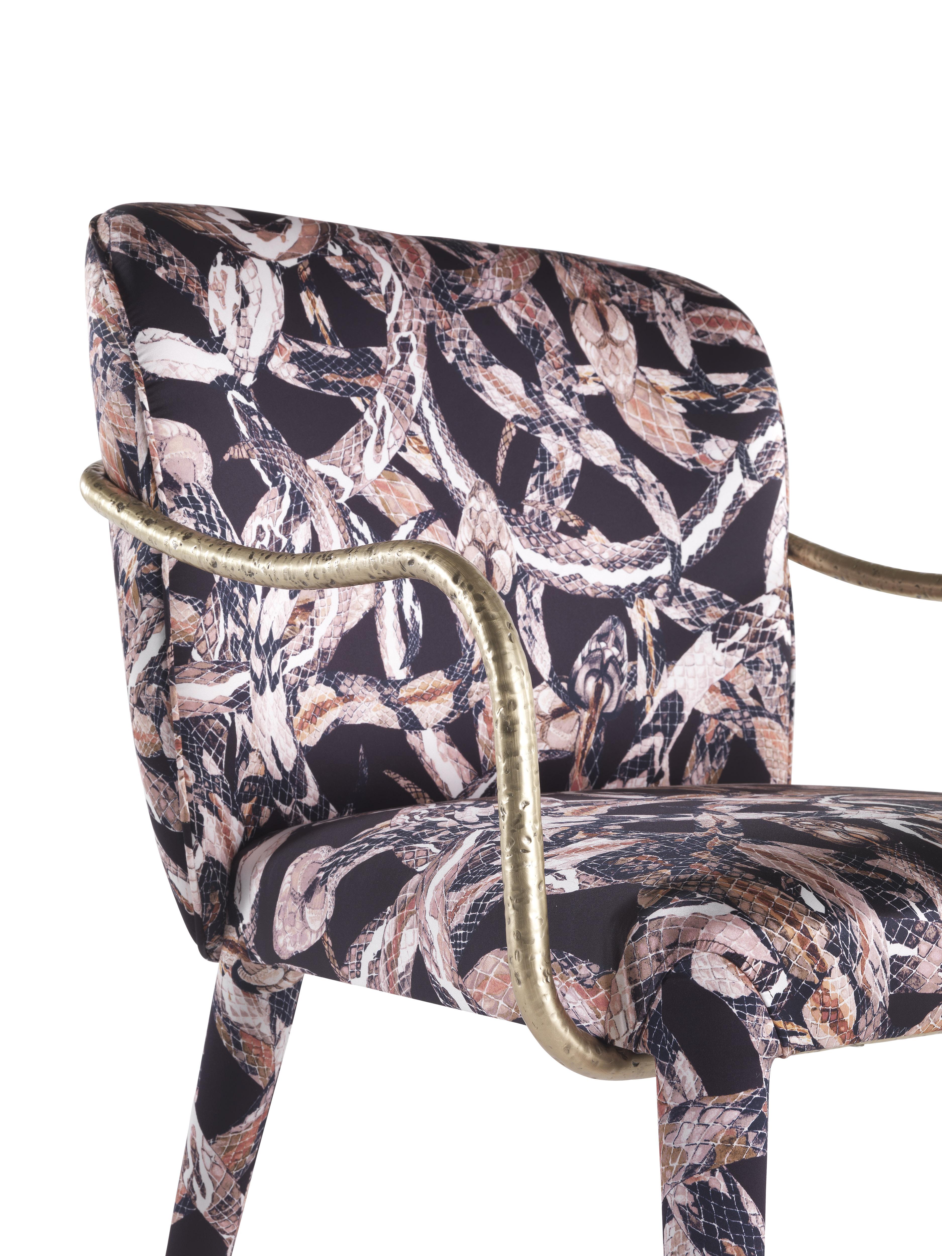 Modern 21st Century Kivu Chair in Fabric and Metal by Roberto Cavalli Home Interiors