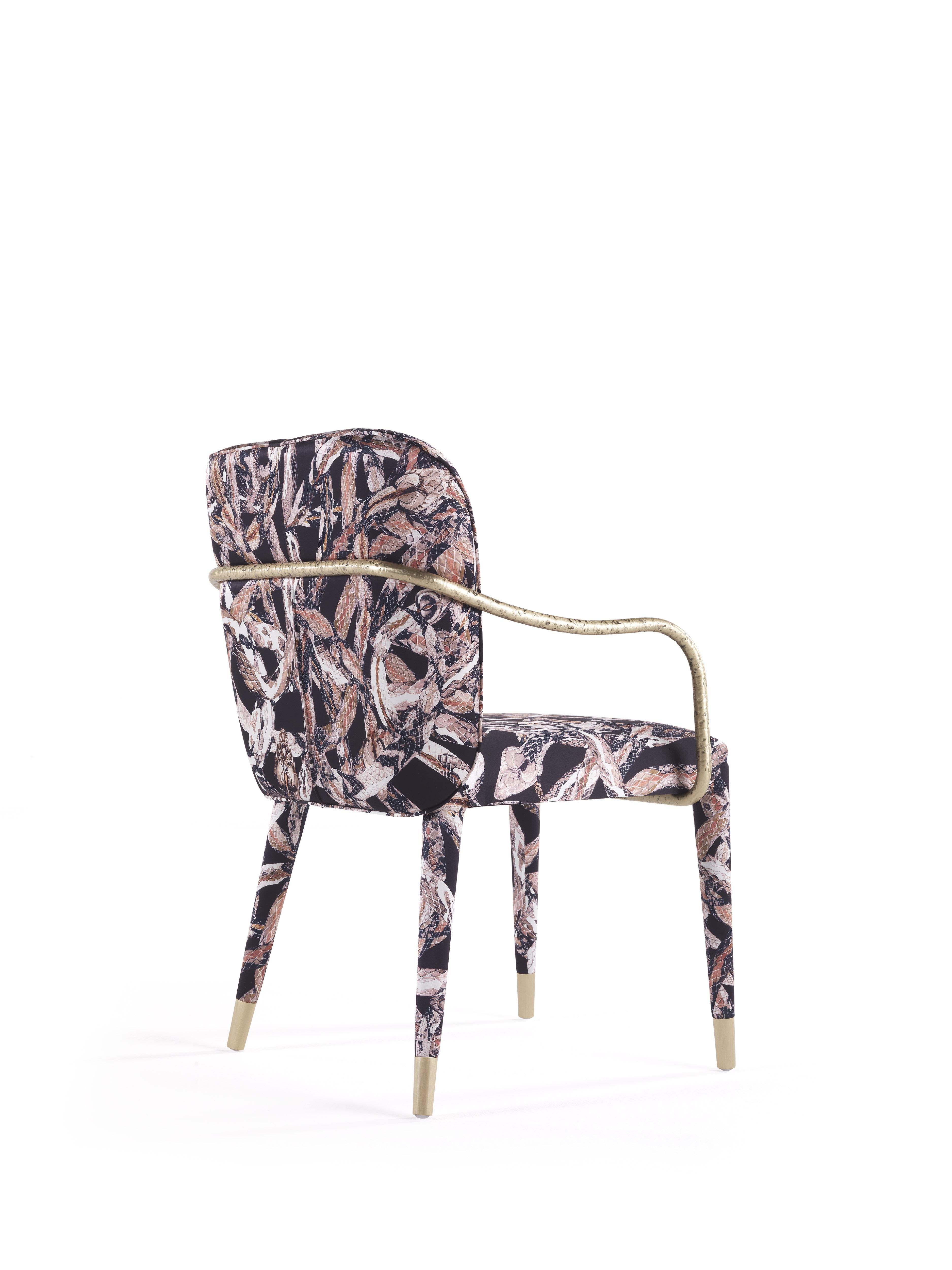 Italian 21st Century Kivu Chair in Fabric and Metal by Roberto Cavalli Home Interiors