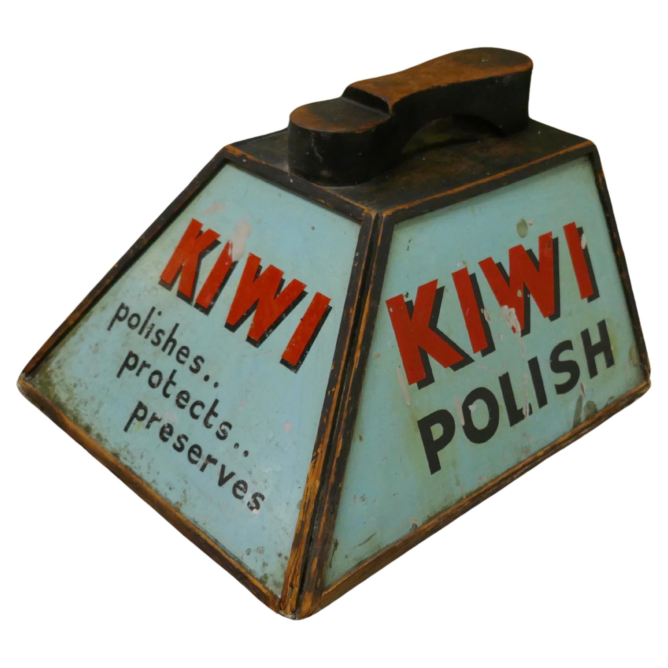 Kiwi Boot Polish Advertising Shoe Shine Box with Shoe Rest    For Sale
