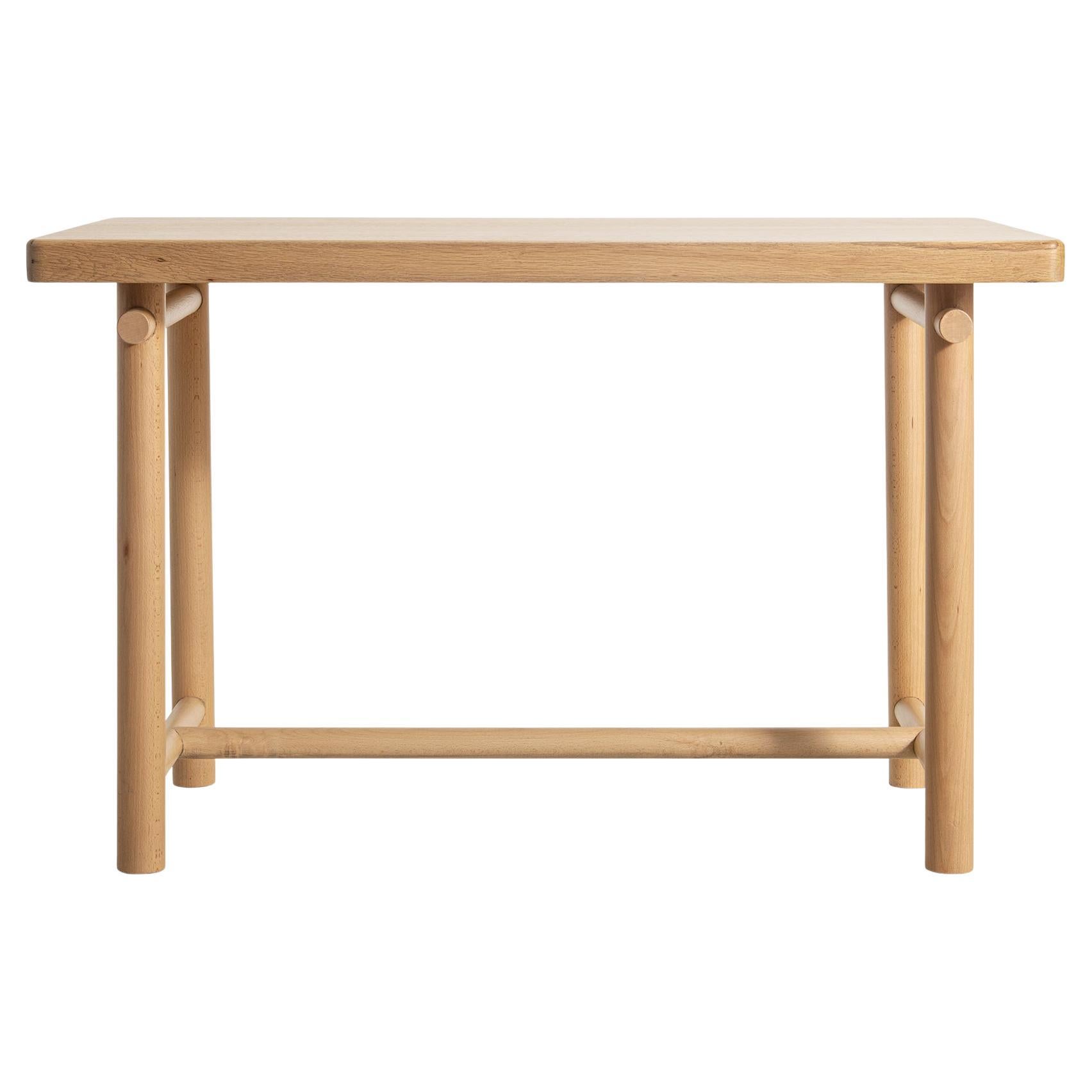 Modern Kiyo Oak Wood Japanese Inspired Writing Desk by Lagu For Sale