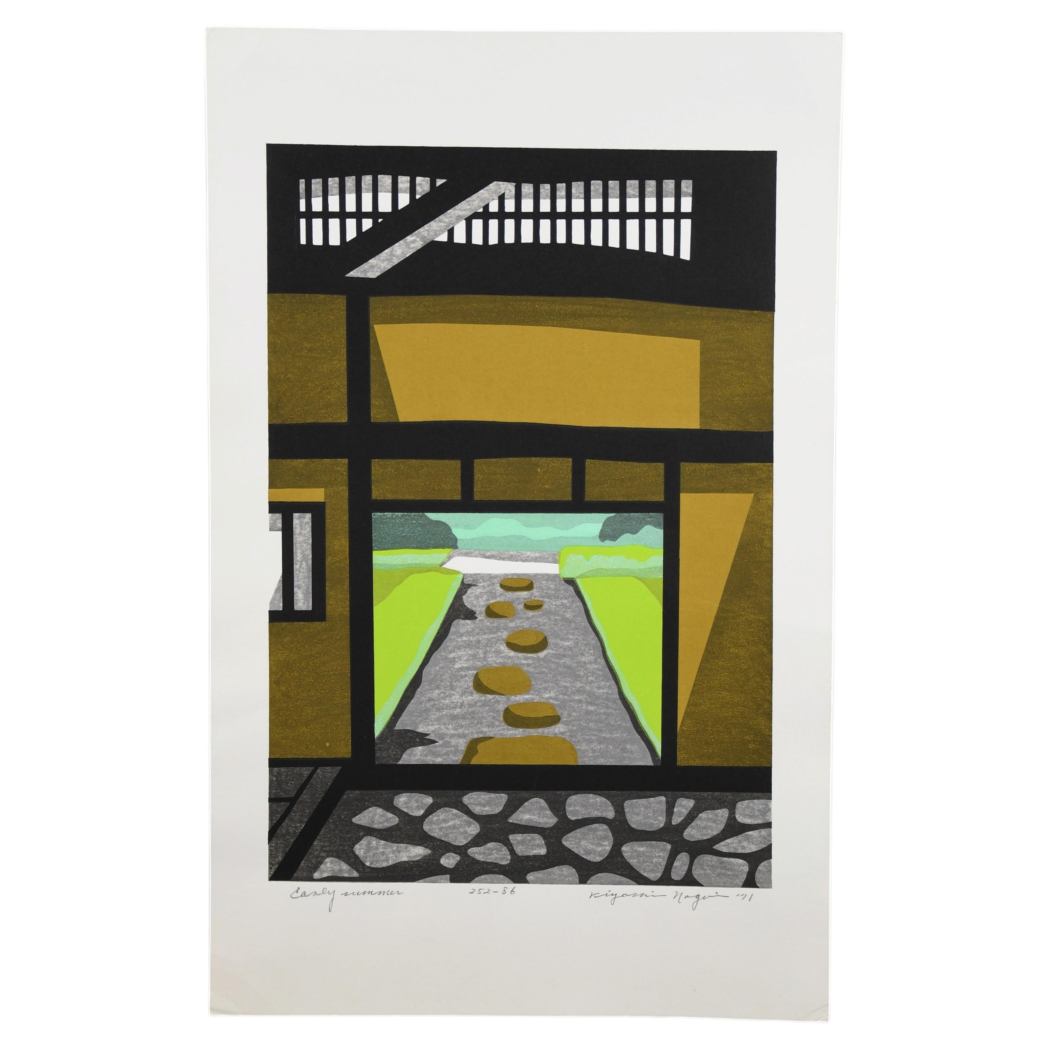 Kiyoshi Nagai (geb. 1939) - "Frühsommer", 1971 Japanischer Farbholzschnitt