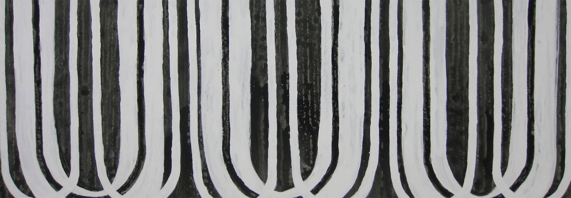 'Day by Day', Black and White Abstract minimalist Japanese painting - Painting by Kiyoshi Otsuka