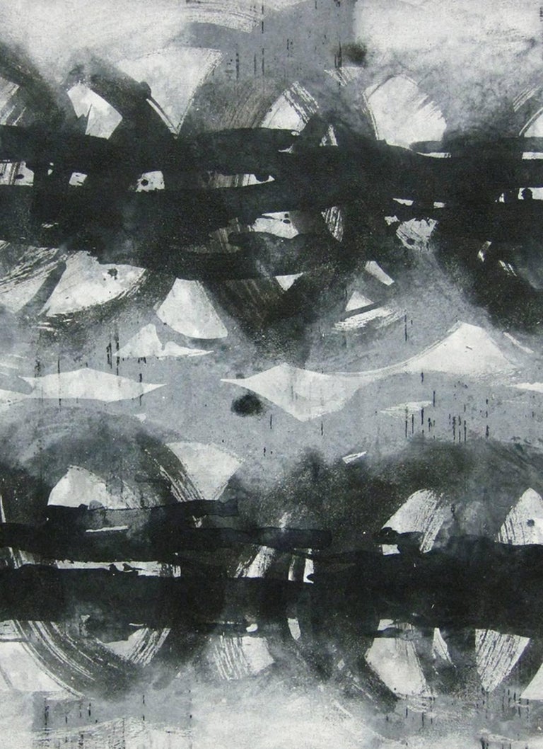 Locomotion 2 black and white abstract minimalist japanese painting contemporary painting by
