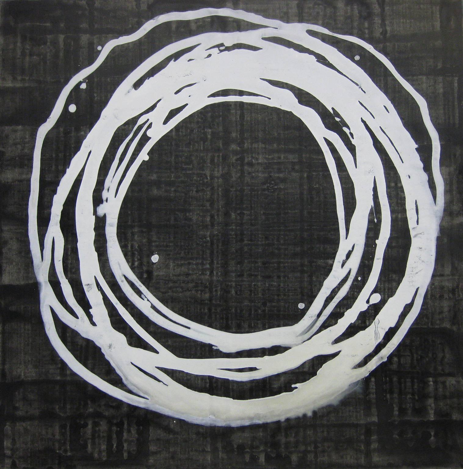 Kiyoshi Otsuka Abstract Painting - 'Shinjo Series XII', Black and White Abstract minimalist Japanese painting